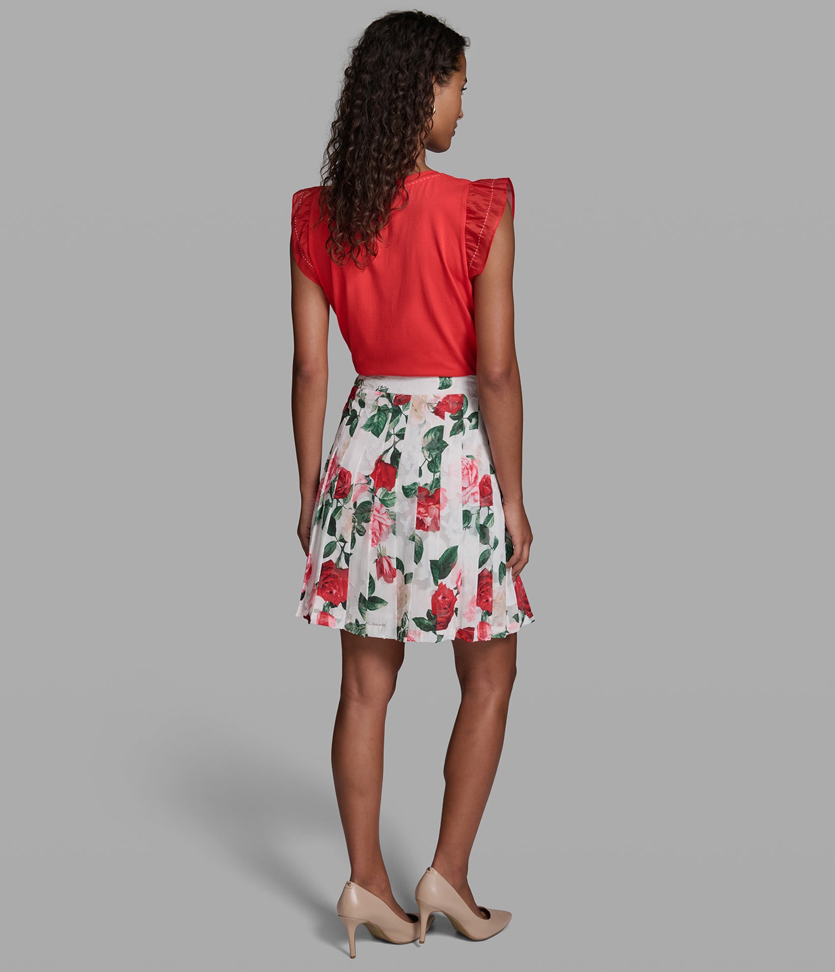PLEATED FLORAL SKIRT VIEW 5