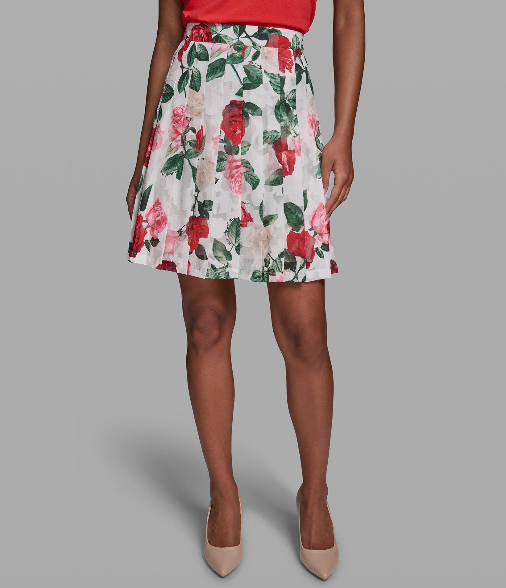 PLEATED FLORAL SKIRT VIEW 3