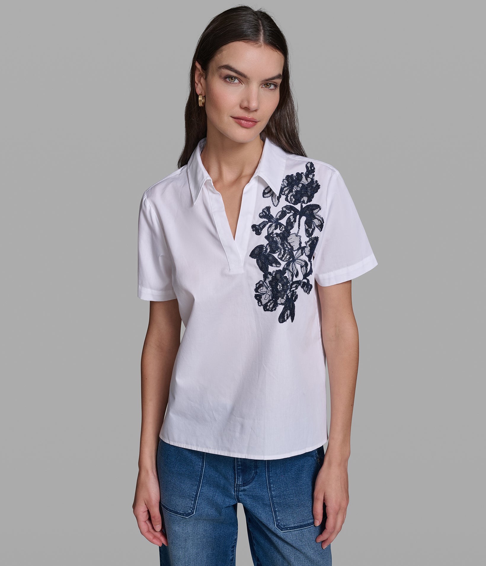 SHORT SLEEVE FLORAL POPLIN SHIRT VIEW 4 | Wear to Work