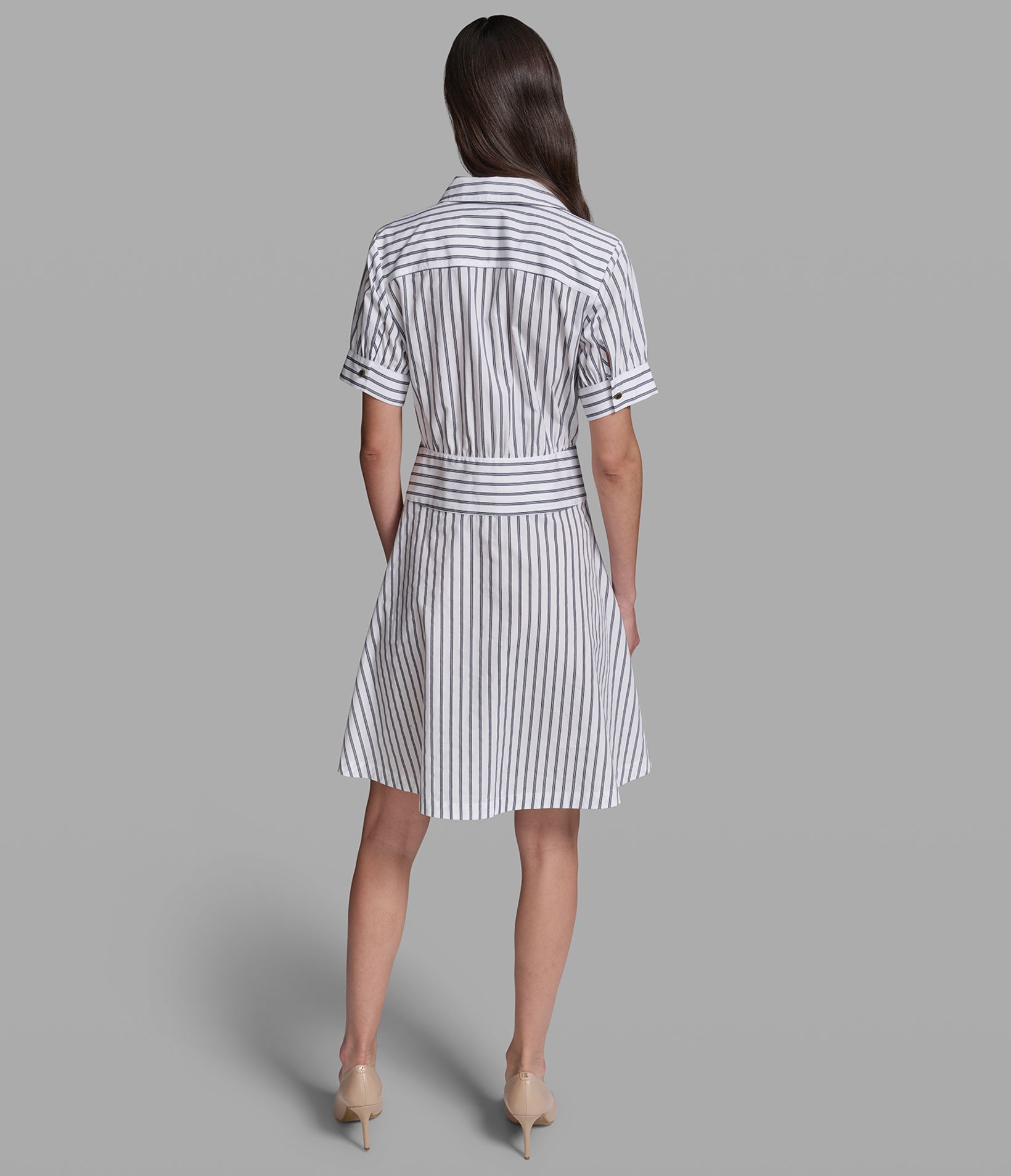STRIPED EMBROIDERED SHIRT DRESS VIEW 2