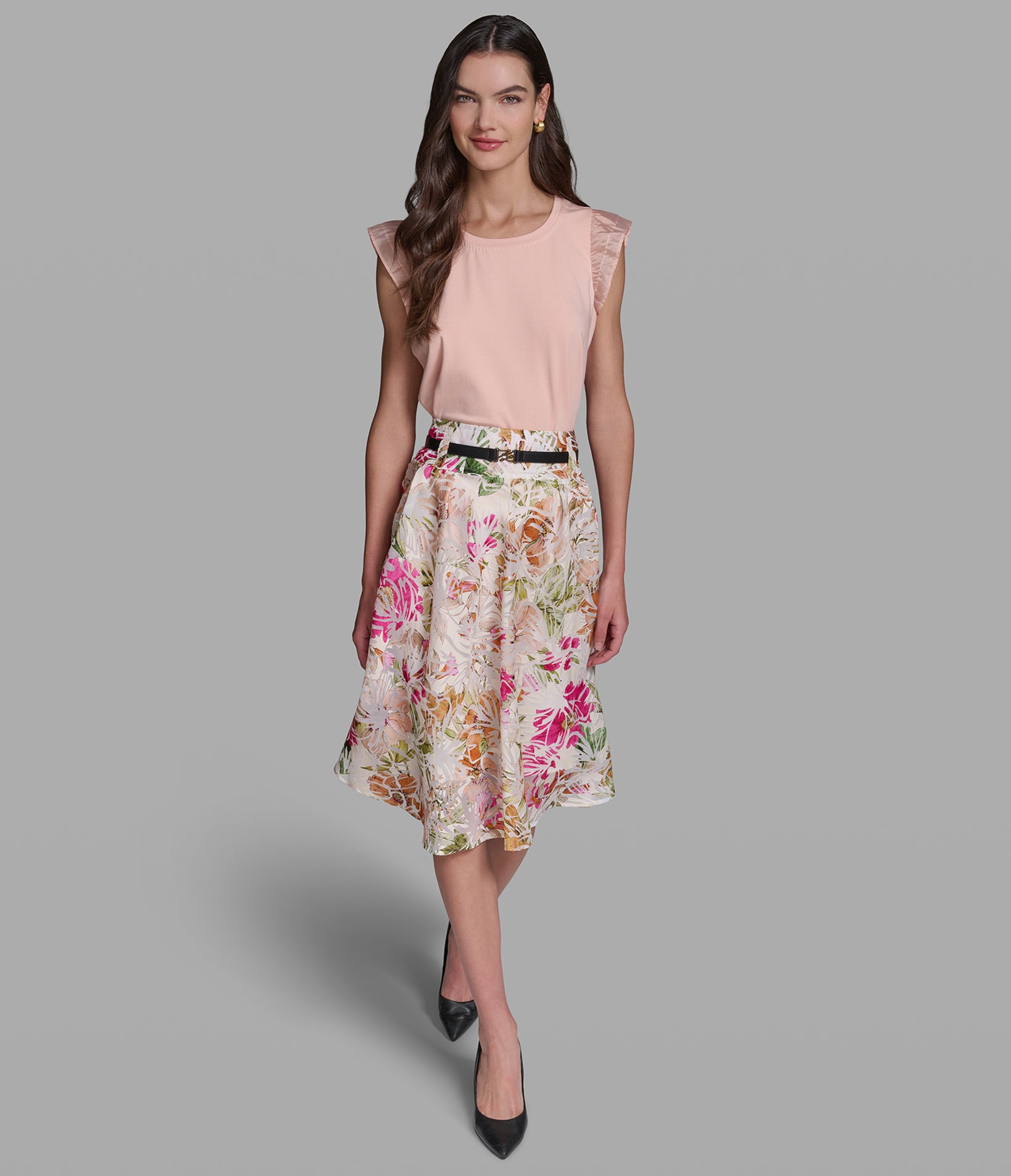 FLORAL FLOWY MIDI SKIRT View 1 | Women's Clothing