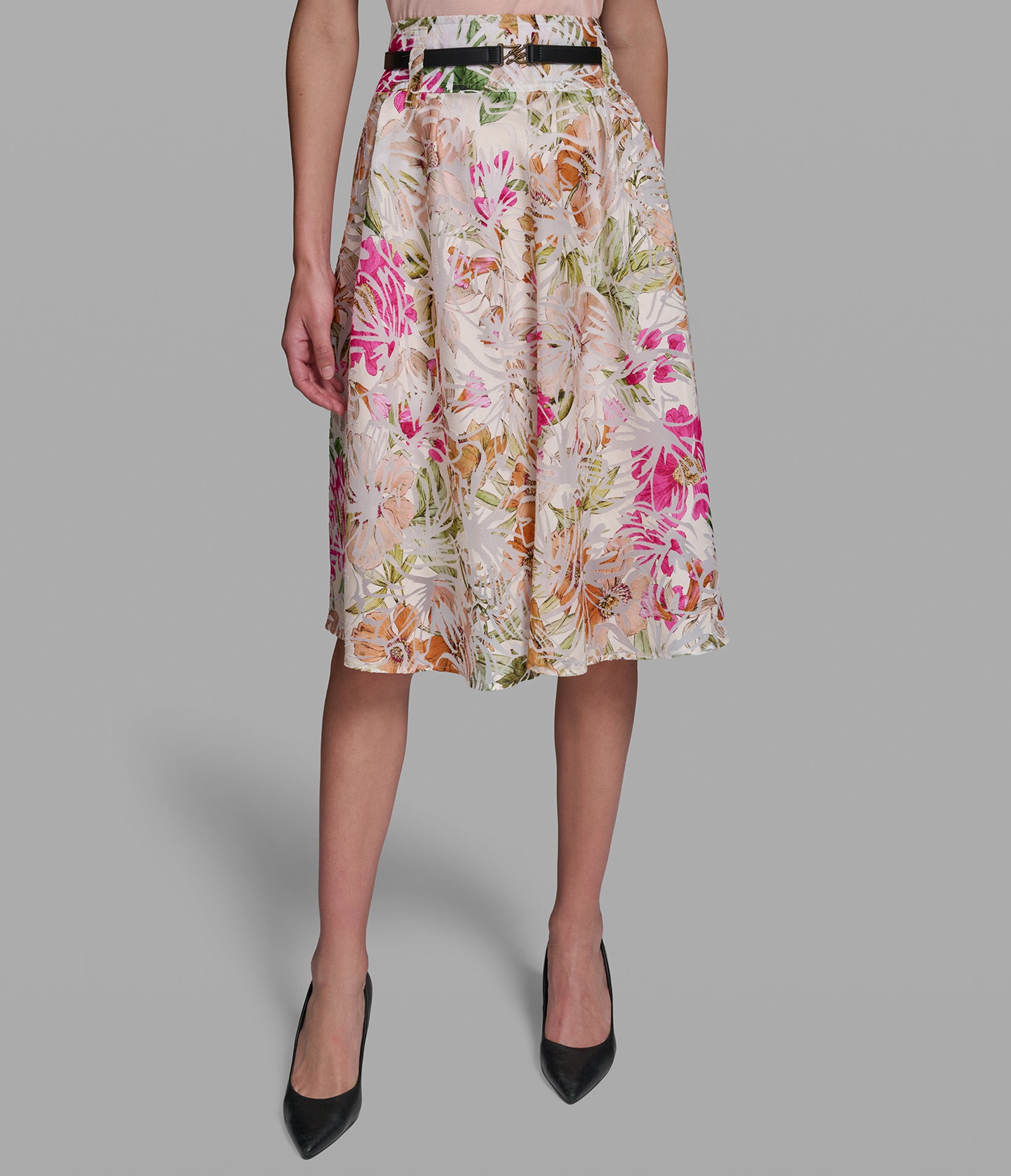 FLORAL FLOWY MIDI SKIRT VIEW 3 | Women's Pants & Skirts