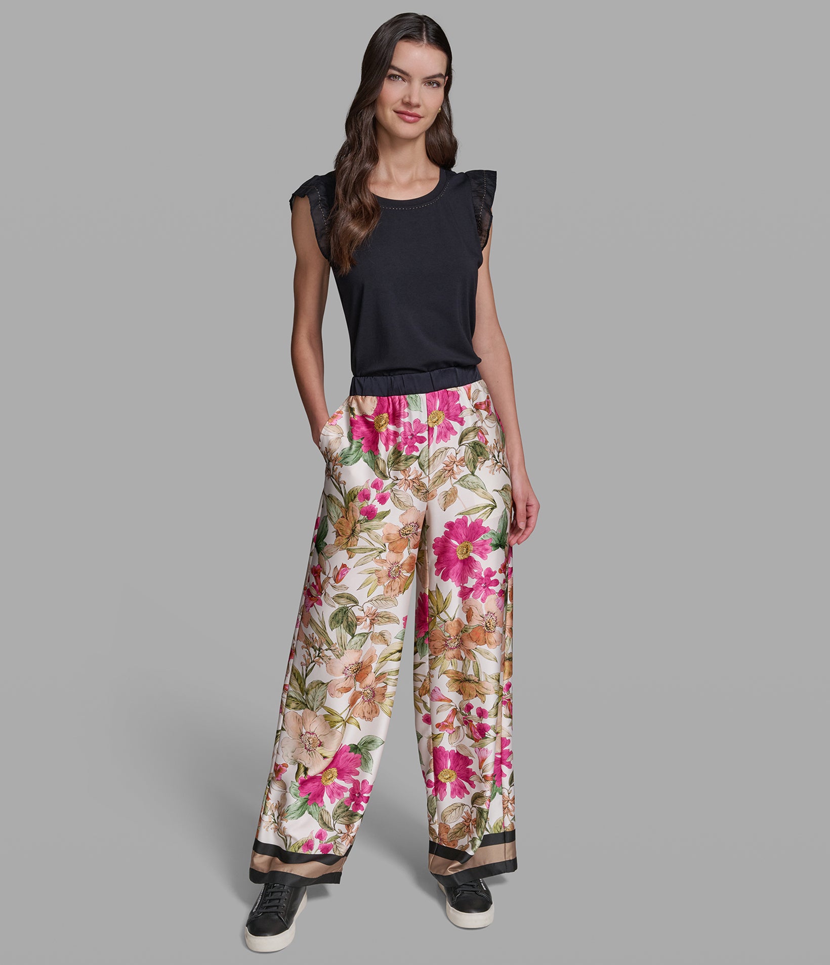 FLORAL WIDE LEG PANTS VIEW 4