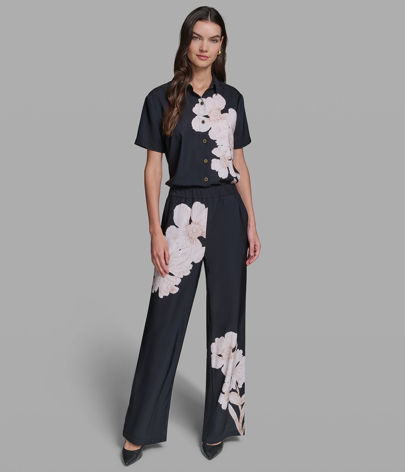 FLORAL PRINT WIDE LEG PANT VIEW 4