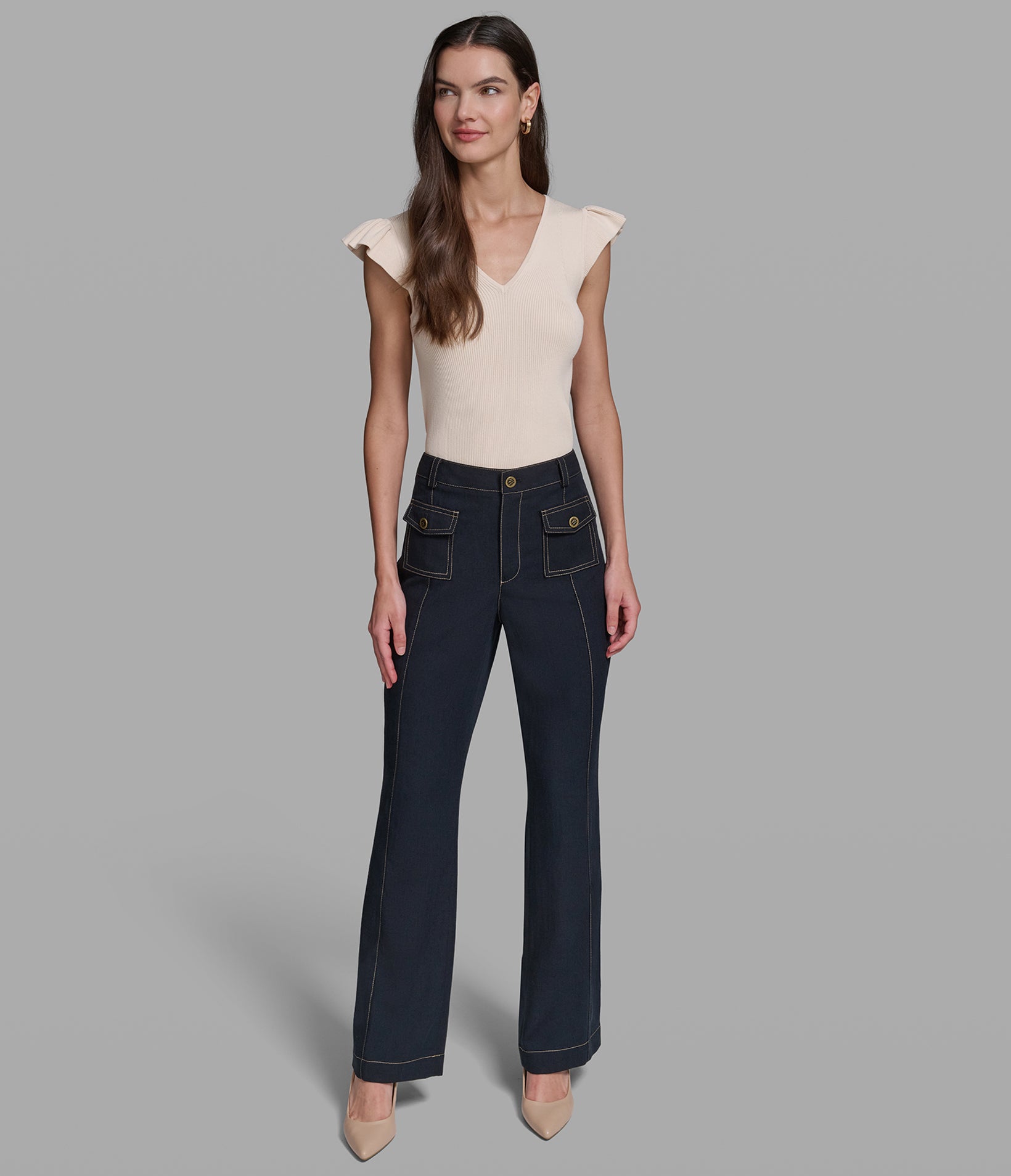 CONTRST STITCH WIDE-LEG PANT View 1 | Women's Pants & Skirts