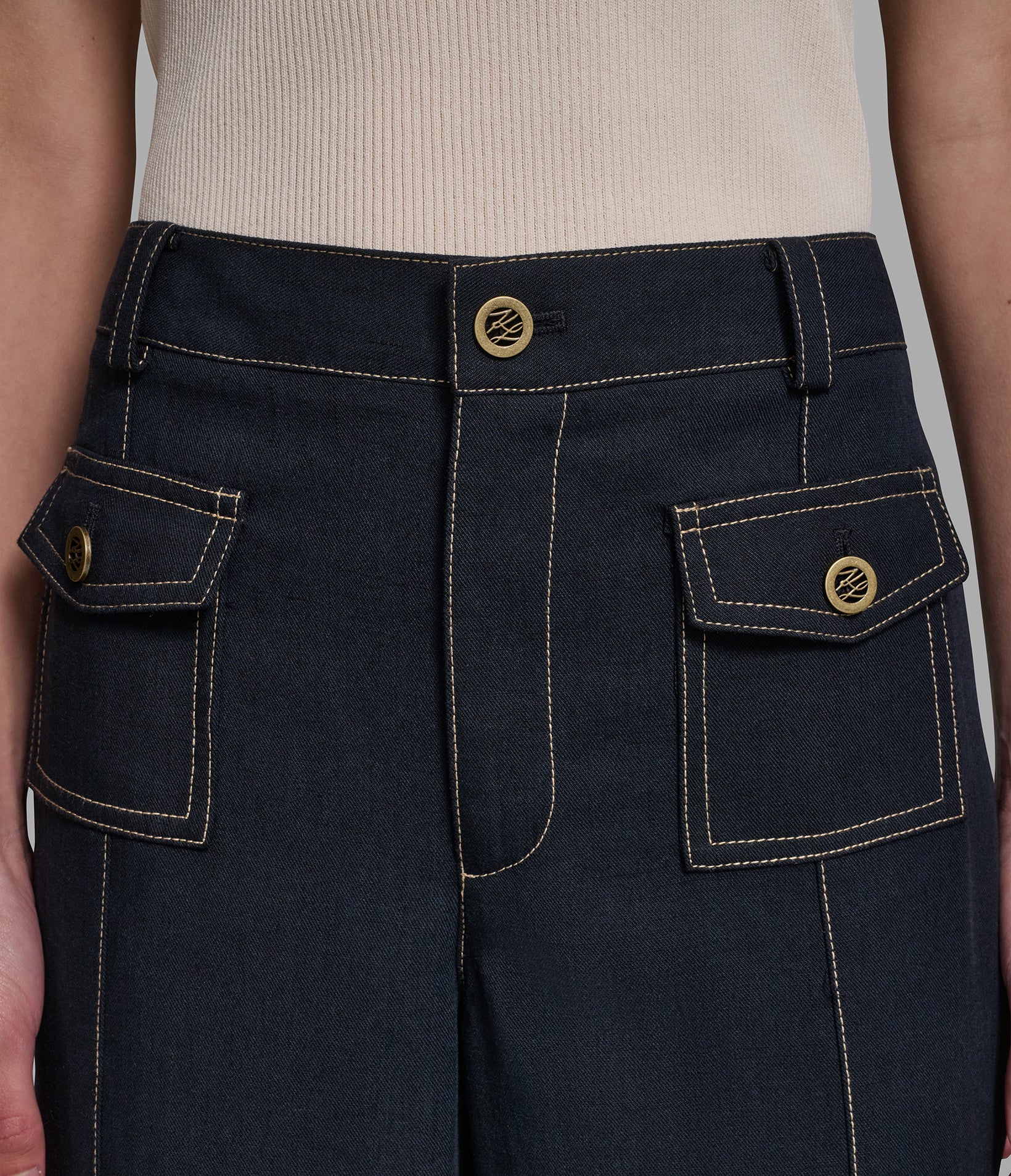 CONTRST STITCH WIDE-LEG PANT VIEW 6 | Women's Pants & Skirts