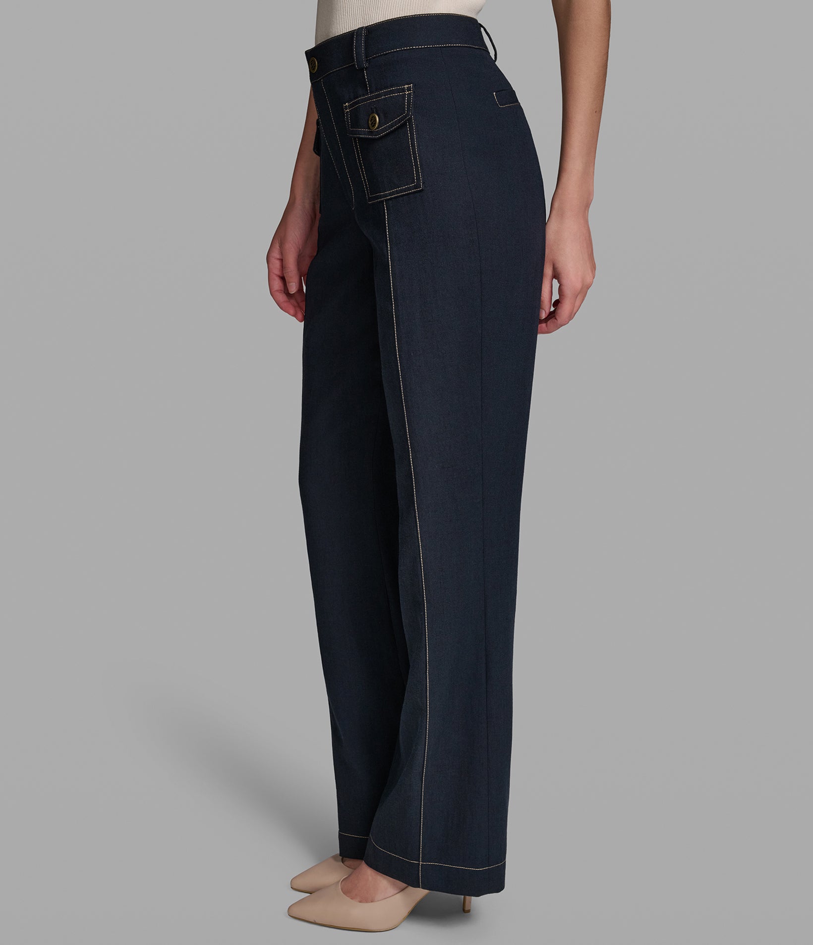 Contrst Stitch Wide Leg Pant | Pants & Shorts | Karl Lagerfeld Paris