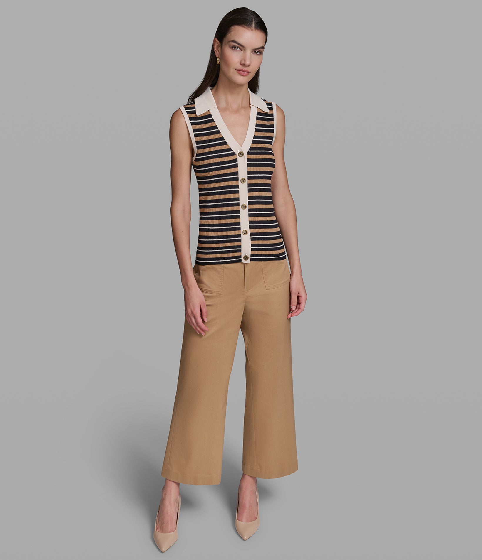 SLEEVELESS STRIPED SWEATER TANK TOP VIEW 4 | New Arrivals