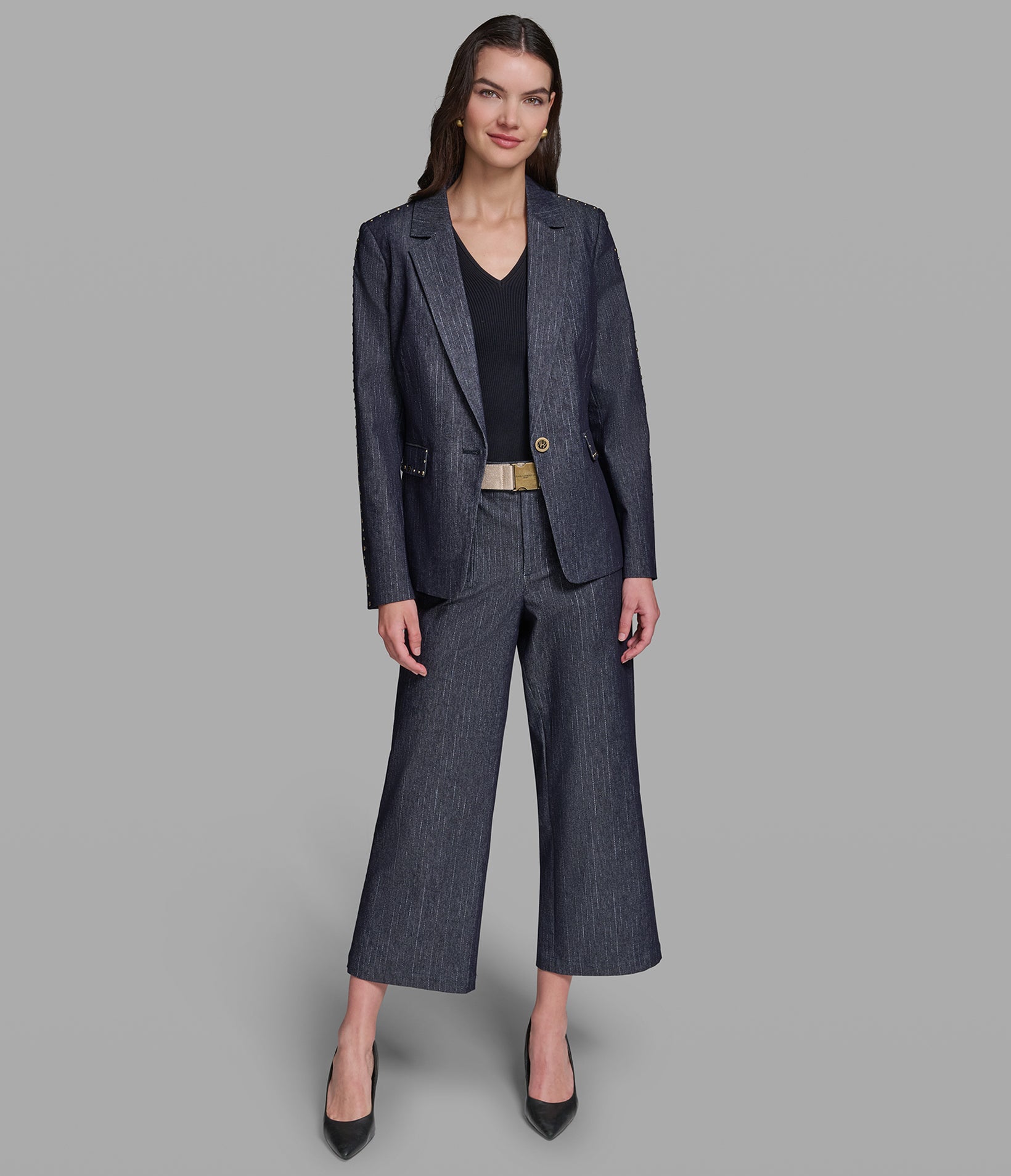 DENIM PINSTRIPE BLAZER VIEW 4 | Jackets & Coats