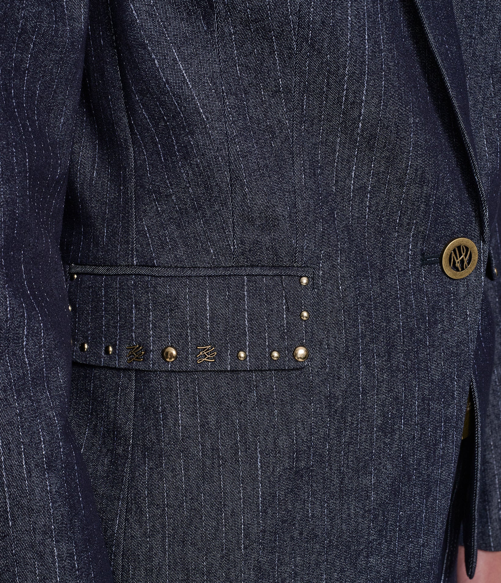DENIM PINSTRIPE BLAZER VIEW 6 | Jackets & Coats
