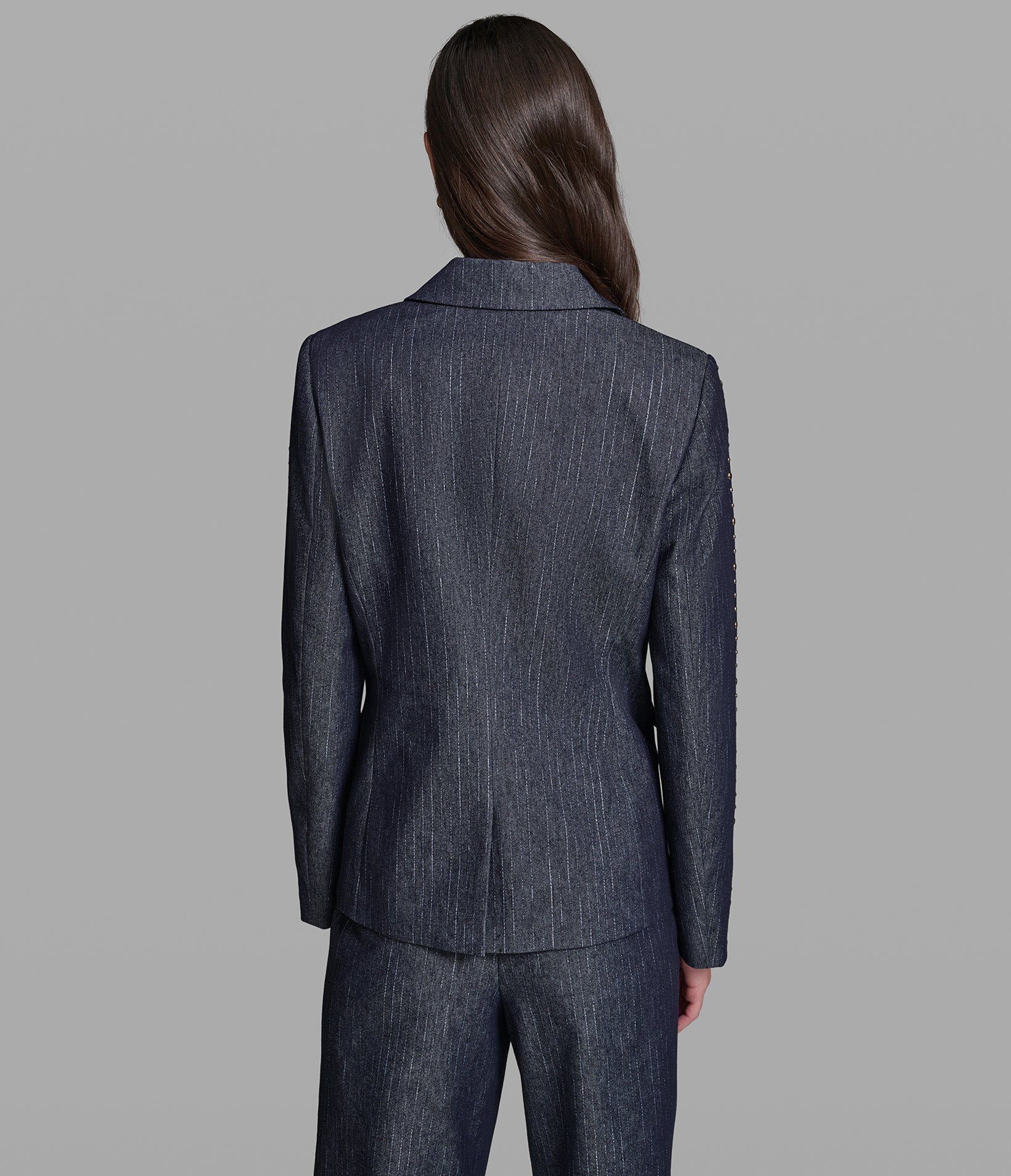 DENIM PINSTRIPE BLAZER VIEW 3 | Jackets & Coats