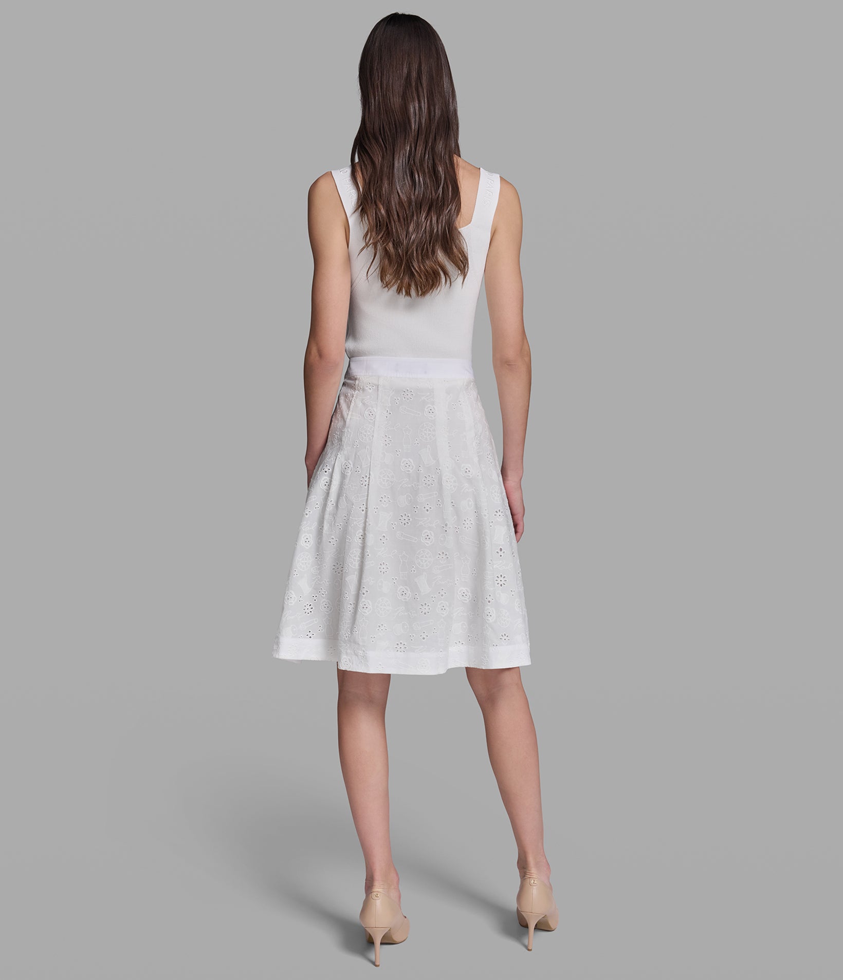 KARL MOTIF EYELET SKIRT VIEW 5 | Women's Spring Collection