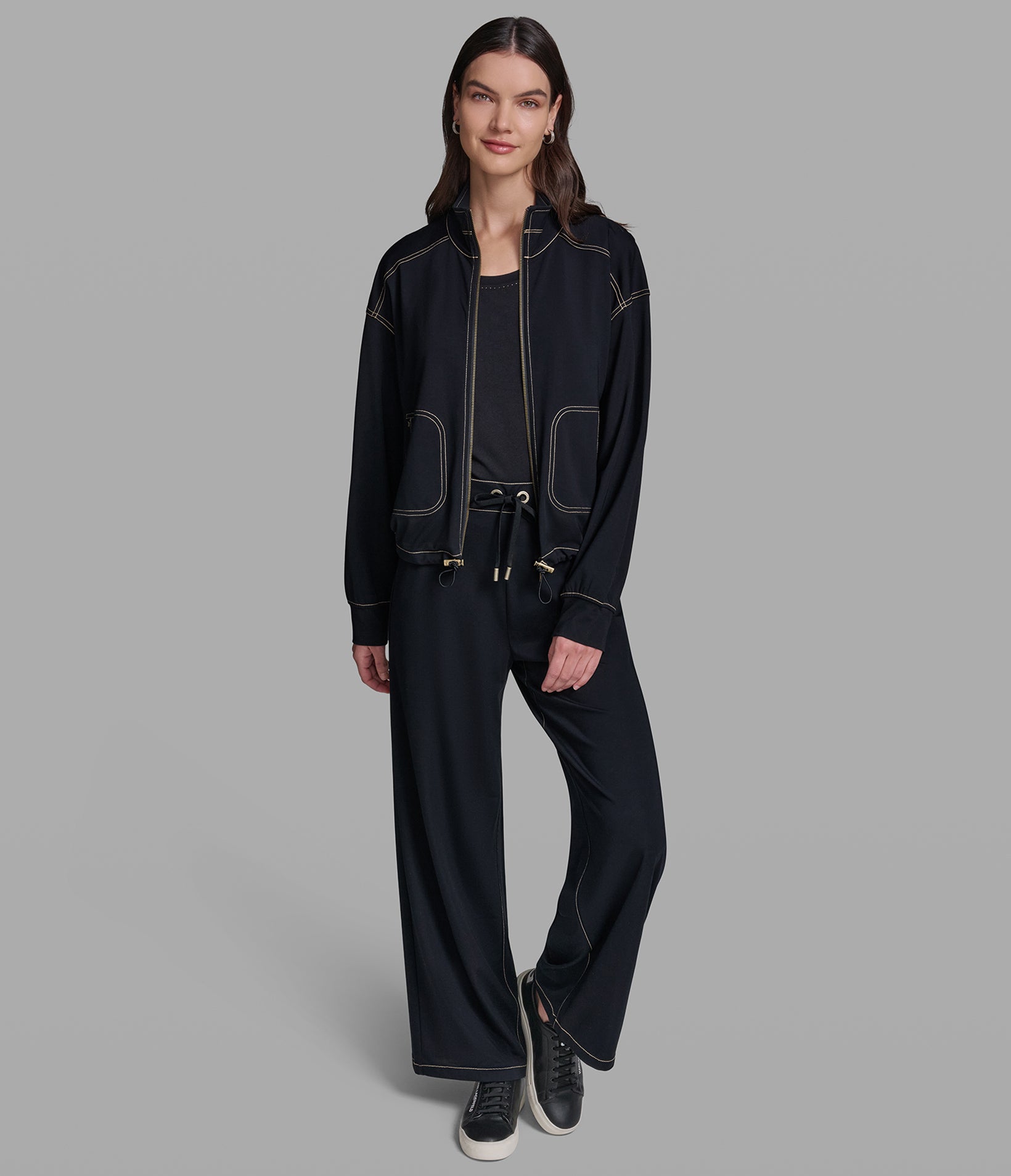 JERSEY TRACK JACKET WITH DRAWSTRING WAIST VIEW 4 | Holiday Sale