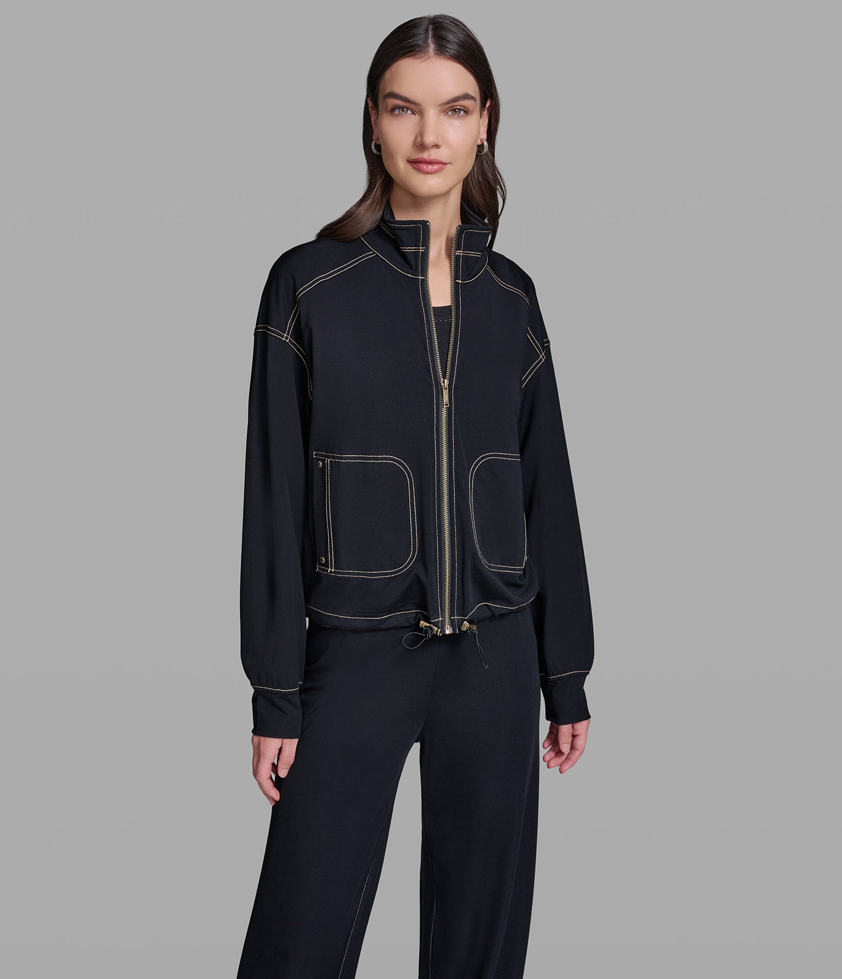 JERSEY TRACK JACKET WITH DRAWSTRING WAIST View 1 | Holiday Sale