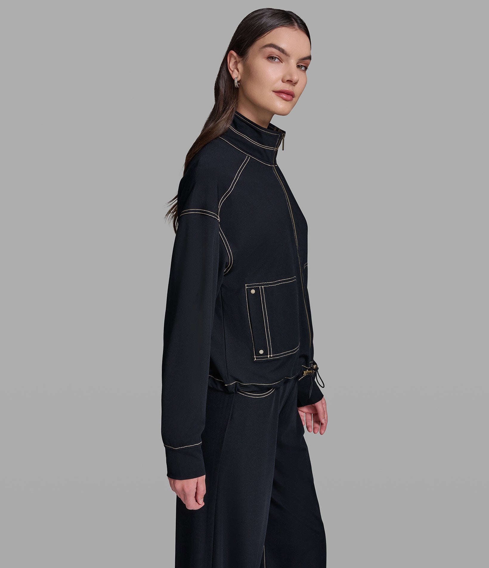 JERSEY TRACK JACKET WITH DRAWSTRING WAIST VIEW 3 | Holiday Sale