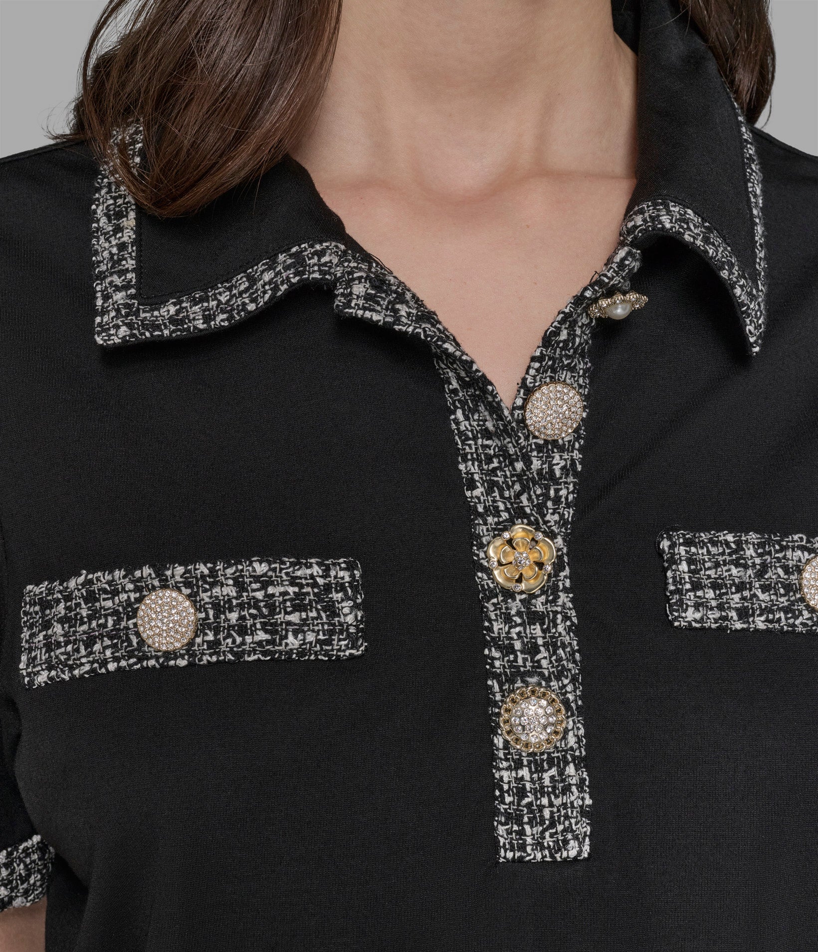 TWEED TRIM POLO VIEW 6 | Women's Tops & Sweaters