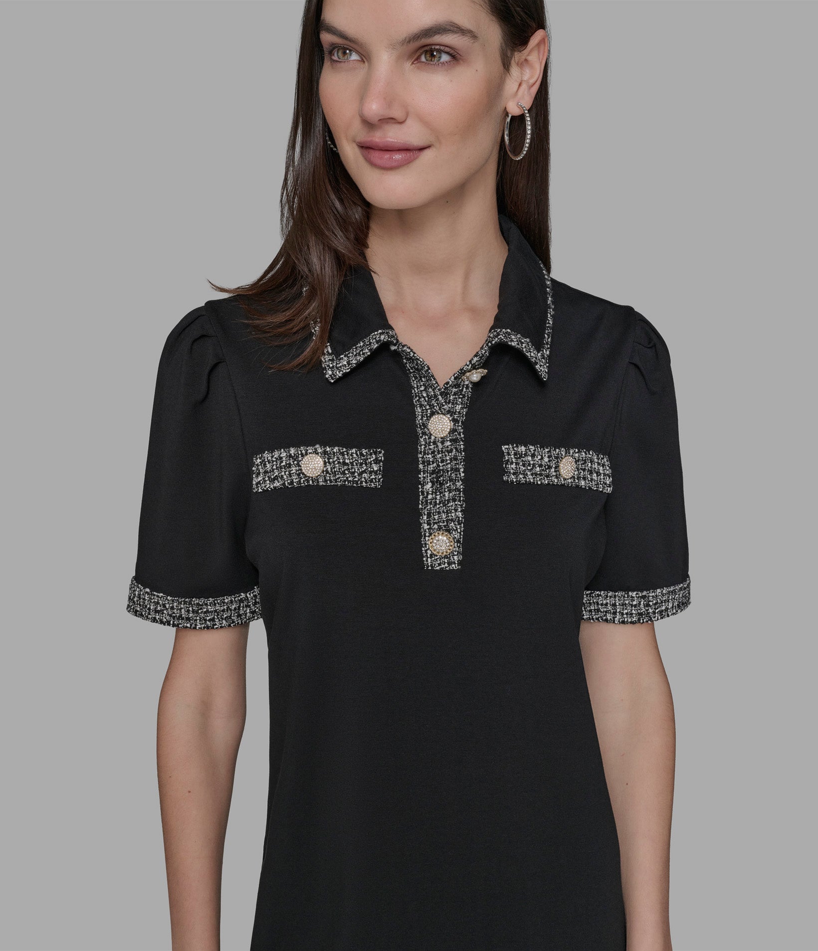 Tweed Trim Polo Dress | Dresses & Jumpsuits | Karl Lagerfeld Paris