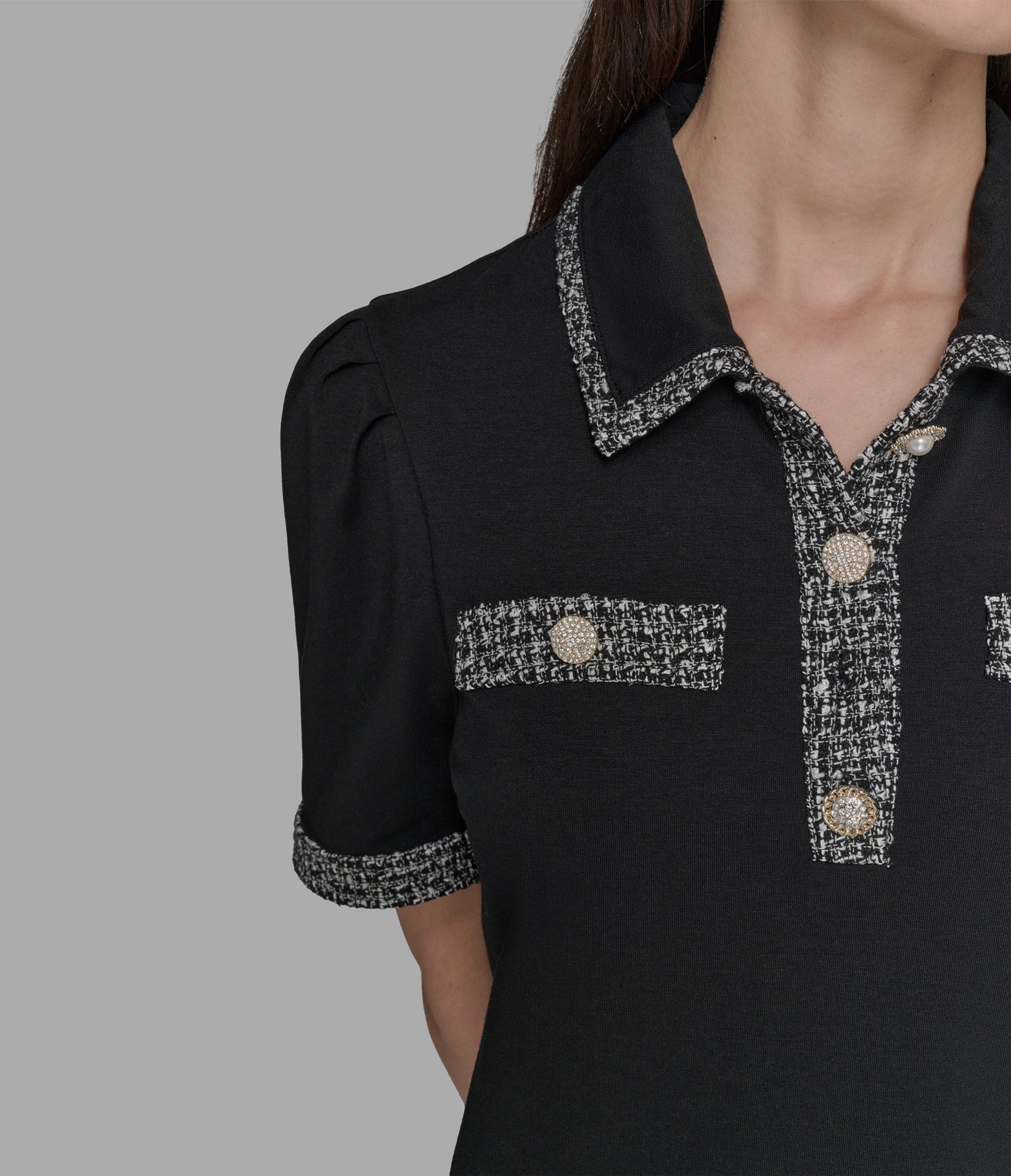 TWEED TRIM POLO DRESS VIEW 6