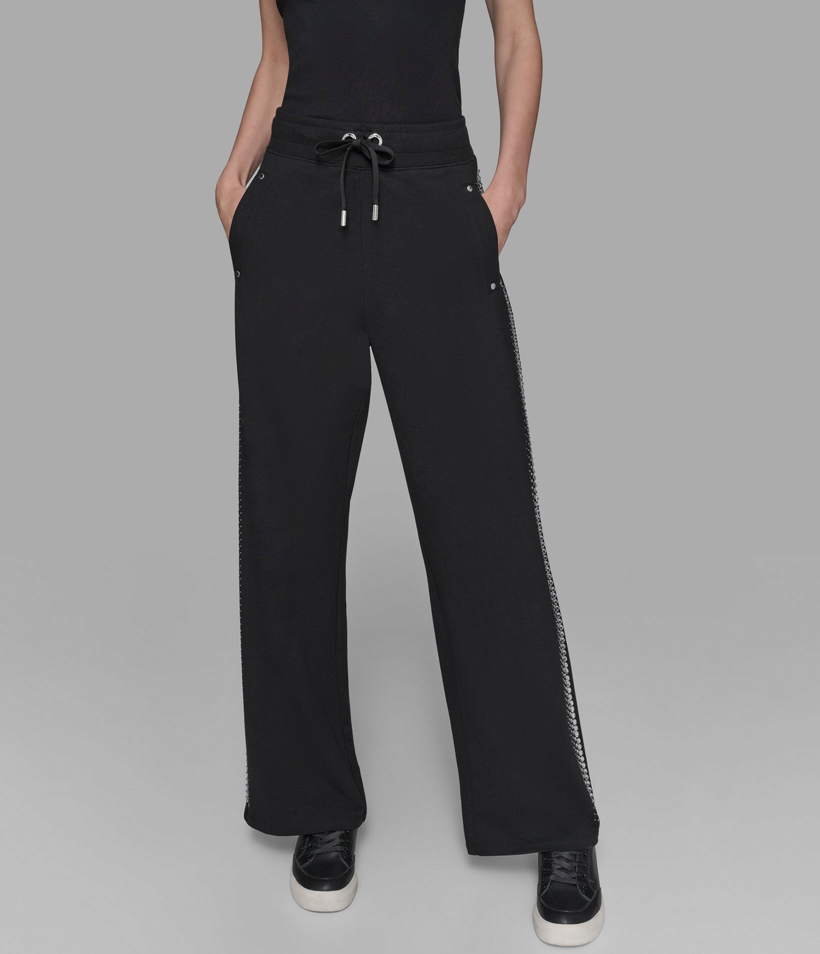 RHINESTONE TRIM TRACK PANT VIEW 1