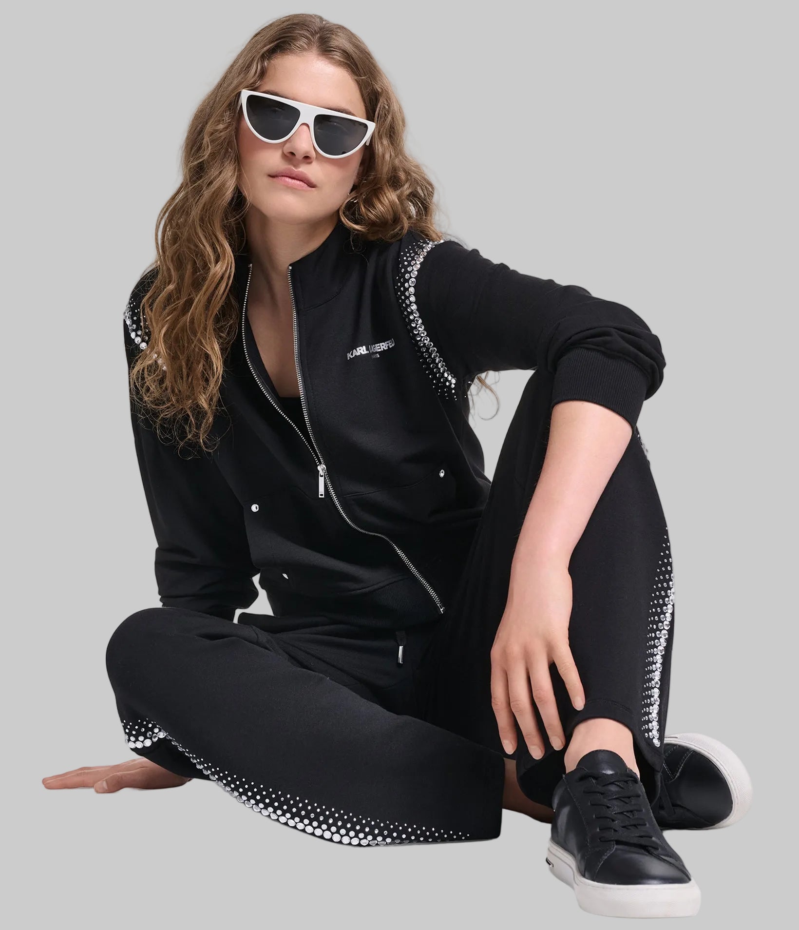 RHINESTONE TRIM TRACK JACKET View 1 | Women's Athleisure & Activewear