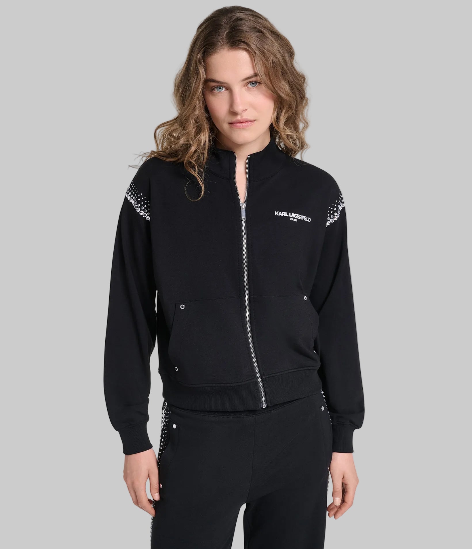 RHINESTONE TRIM TRACK JACKET View 2 | Women's Athleisure & Activewear