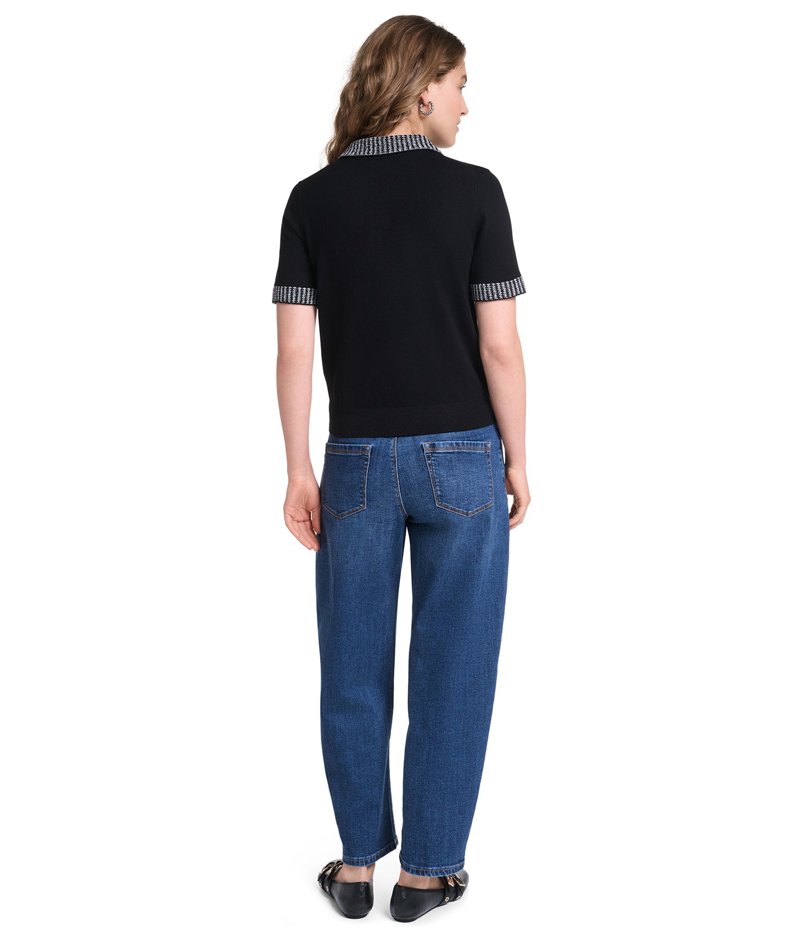 SHORT SLEEVE TWEED TRIM POLO VIEW 13 | Women's Clothing