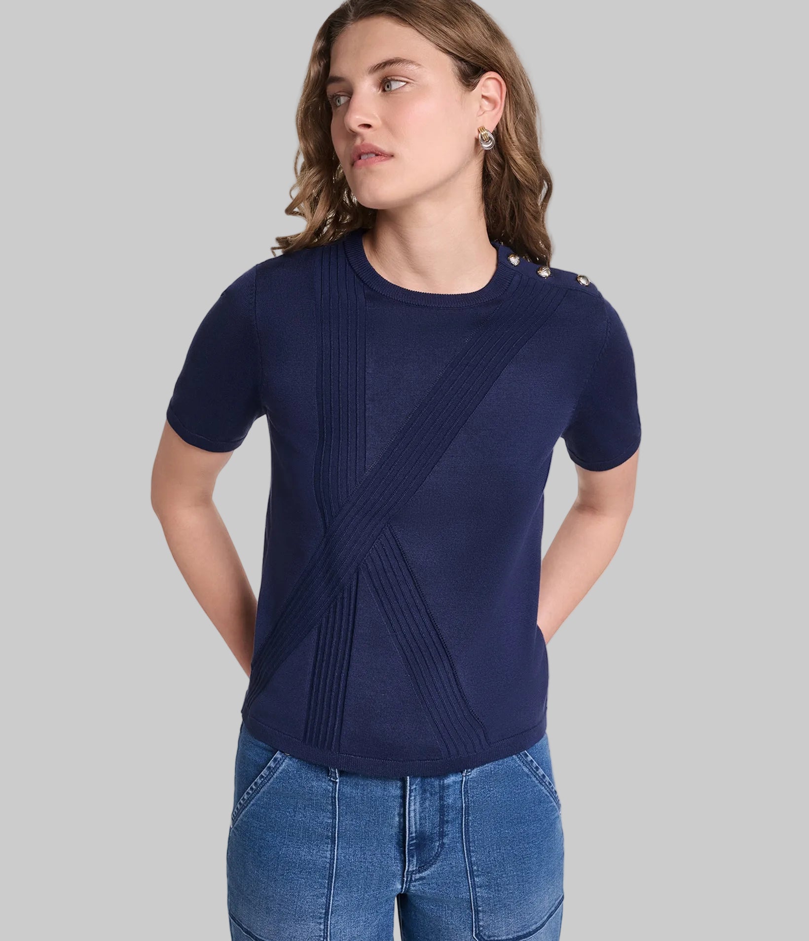 SHORT SLEEVE K SWEATERS WITH BUTTONS VIEW 1