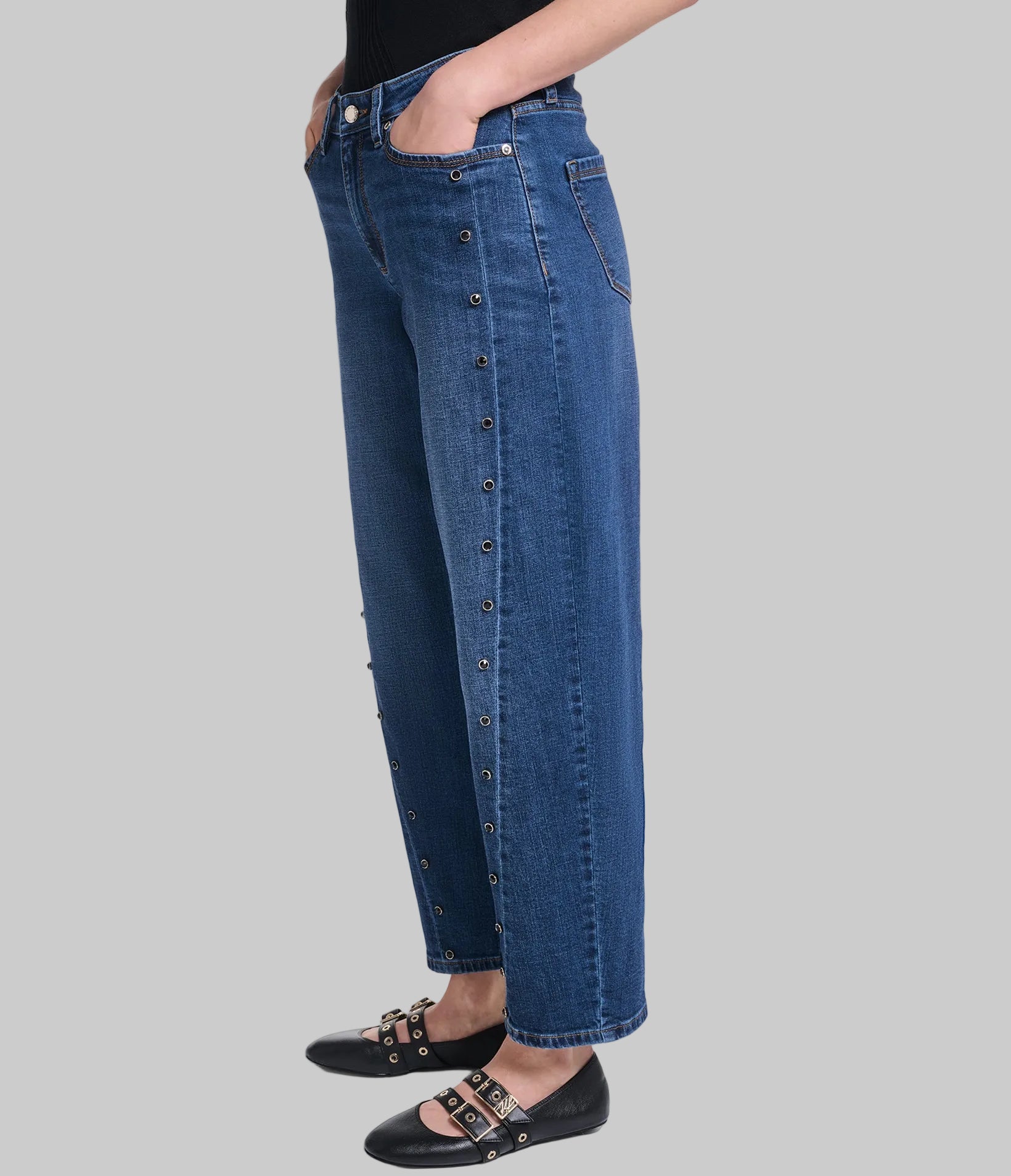 SIDE CRYSTAL STRAIGHT DENIM PANT VIEW 3