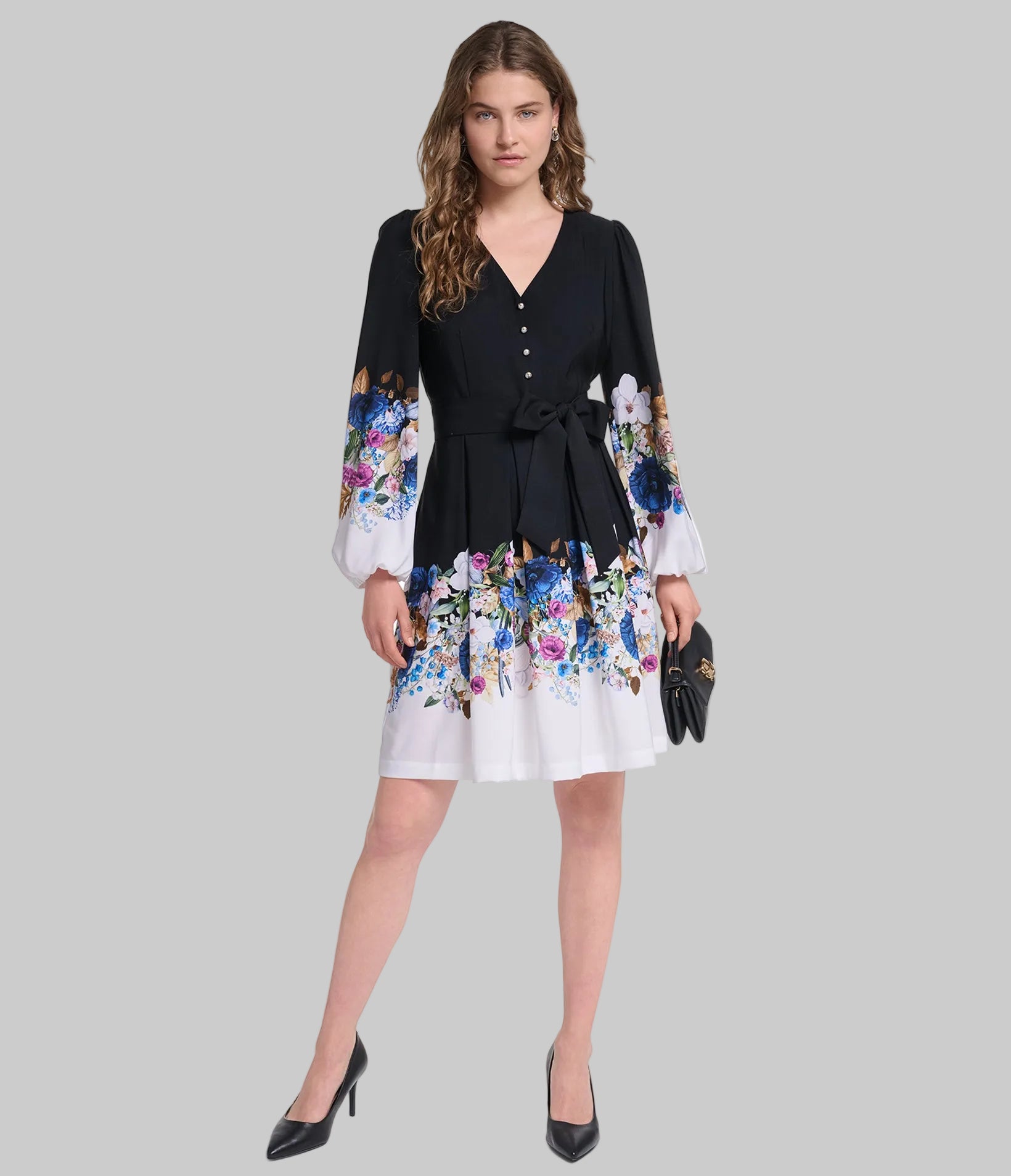 FLARE FLORAL PRINT DRESS VIEW 4