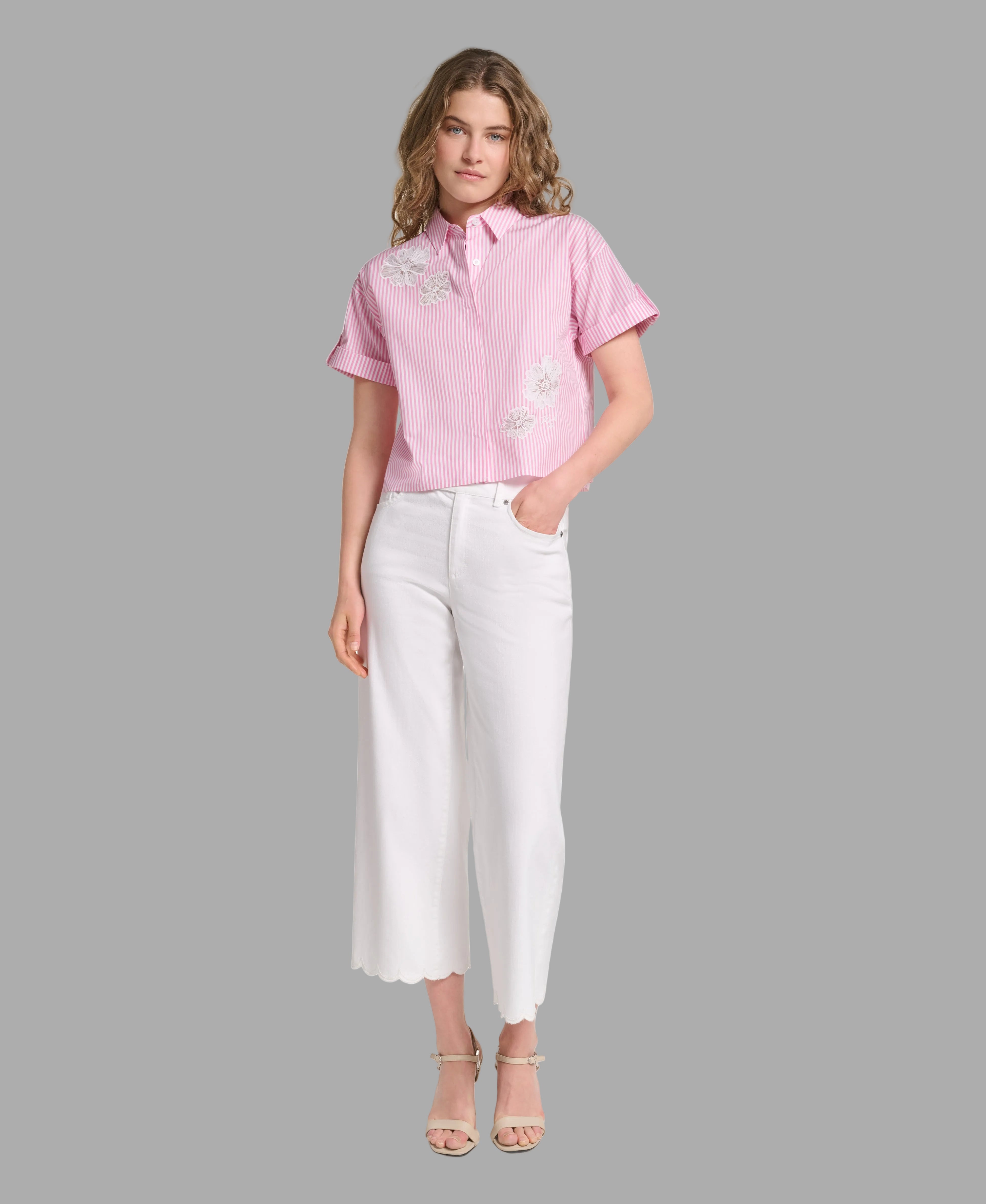 EMBROIDERED FLORAL POPLIN SHIRT VIEW 6