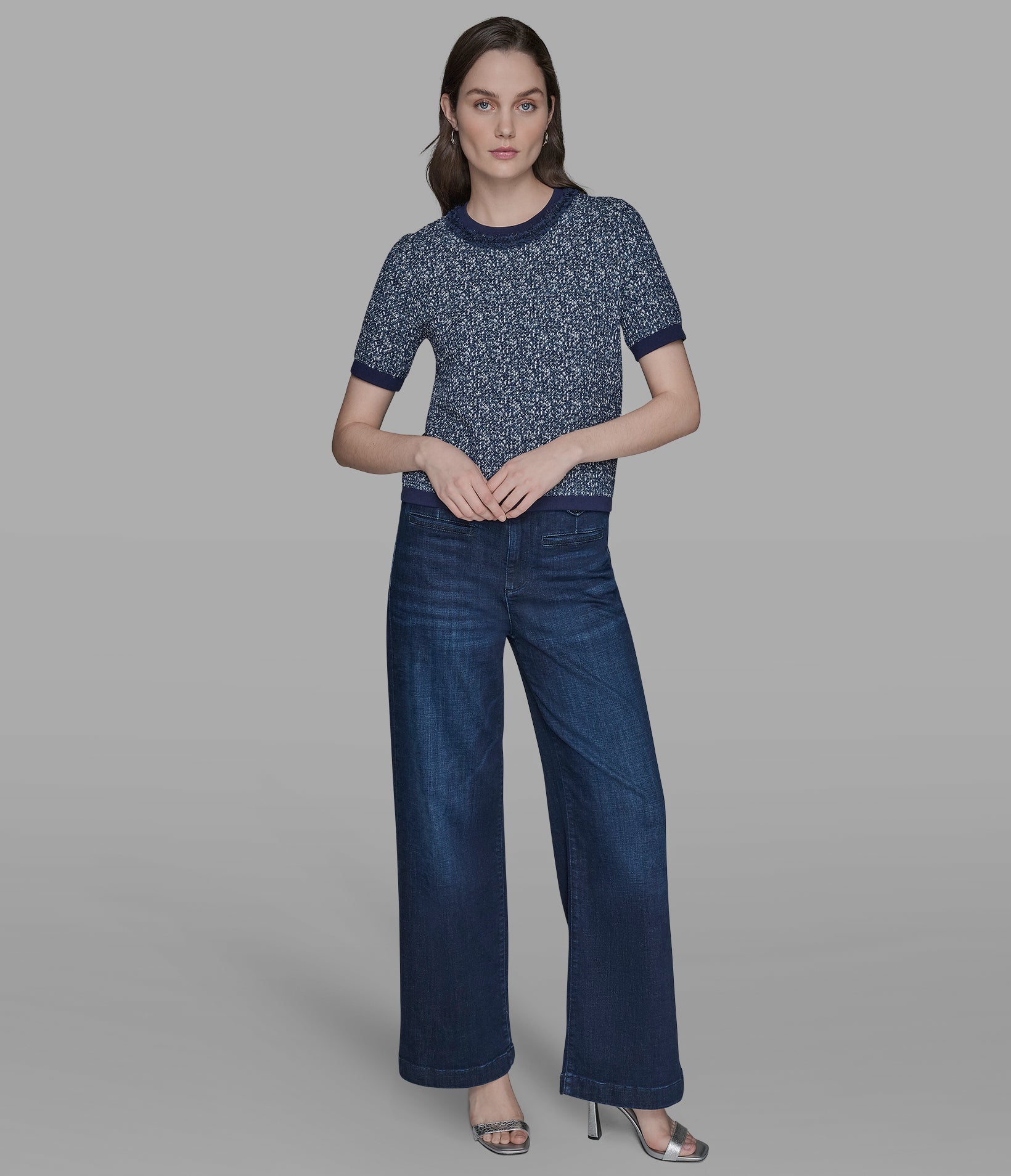 TWEED DENIM SWEATER VIEW 3 | Women's Sale