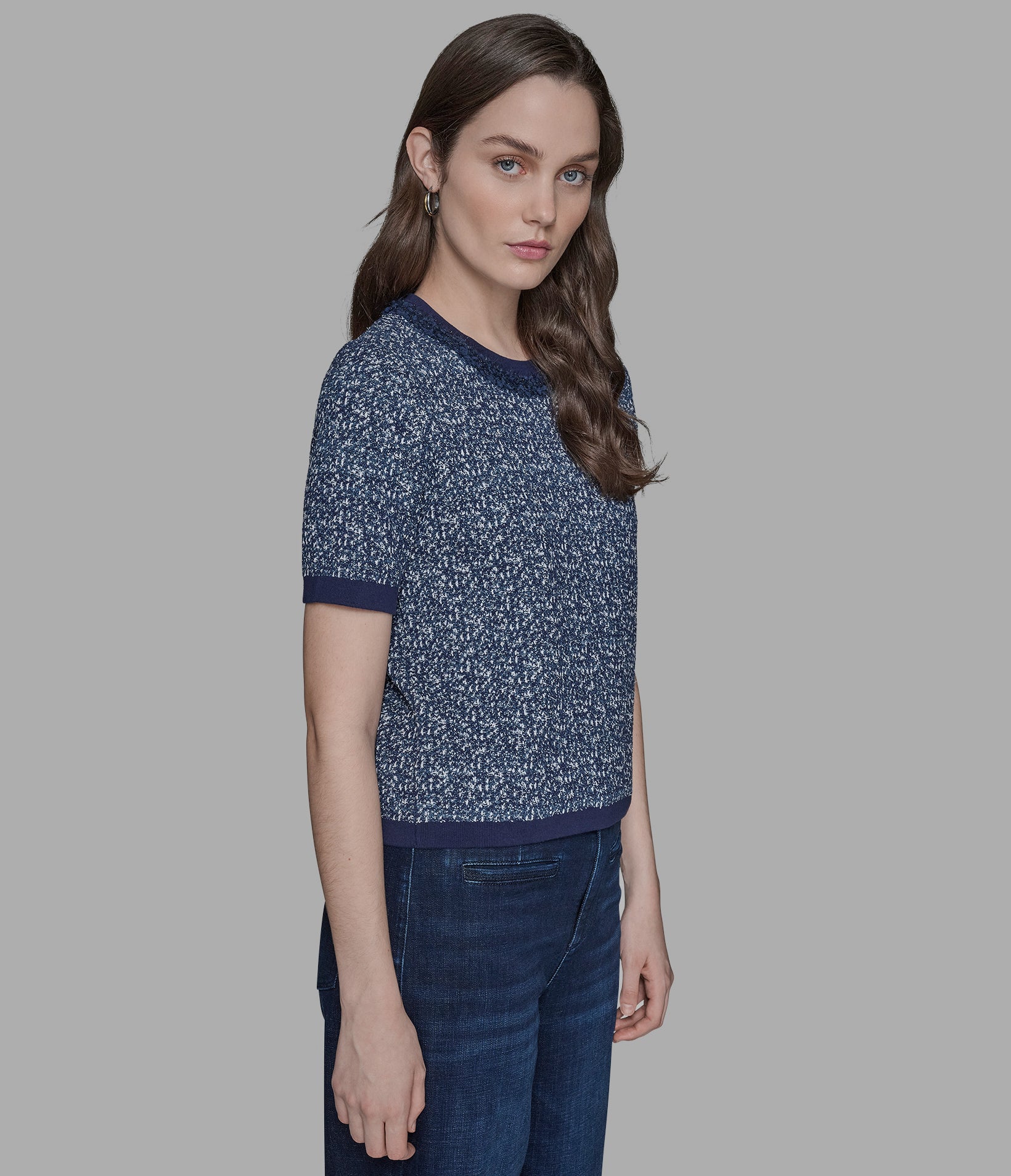 TWEED DENIM SWEATER VIEW 4 | Women's Sale