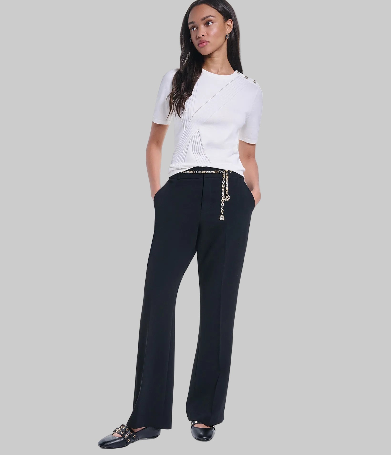 CHAIN BELTED WIDE PANT VIEW 4