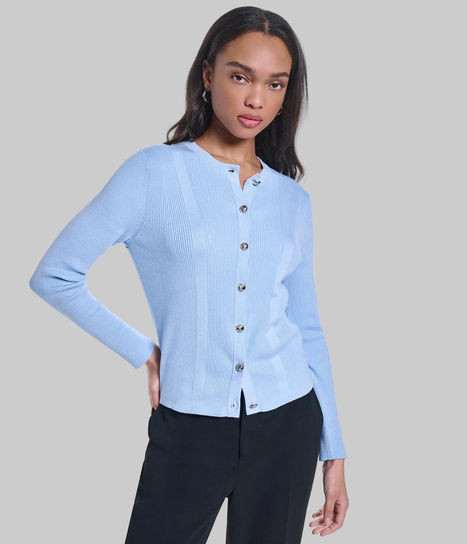 LONG SLEEVE BUTTON FRONT CARDIGAN VIEW 1