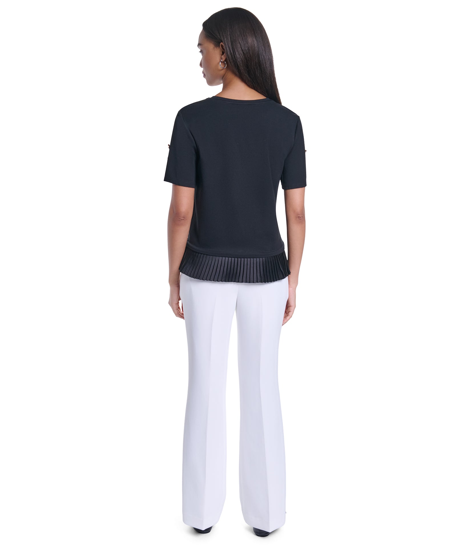PLEATED HEM TEE WITH KARL PIN VIEW 5