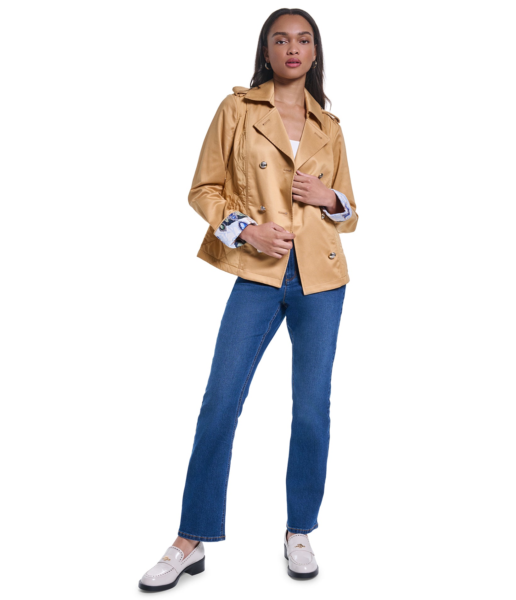 QUILTED OUTERWEAR WITH PRINTED INTERIOR VIEW 6