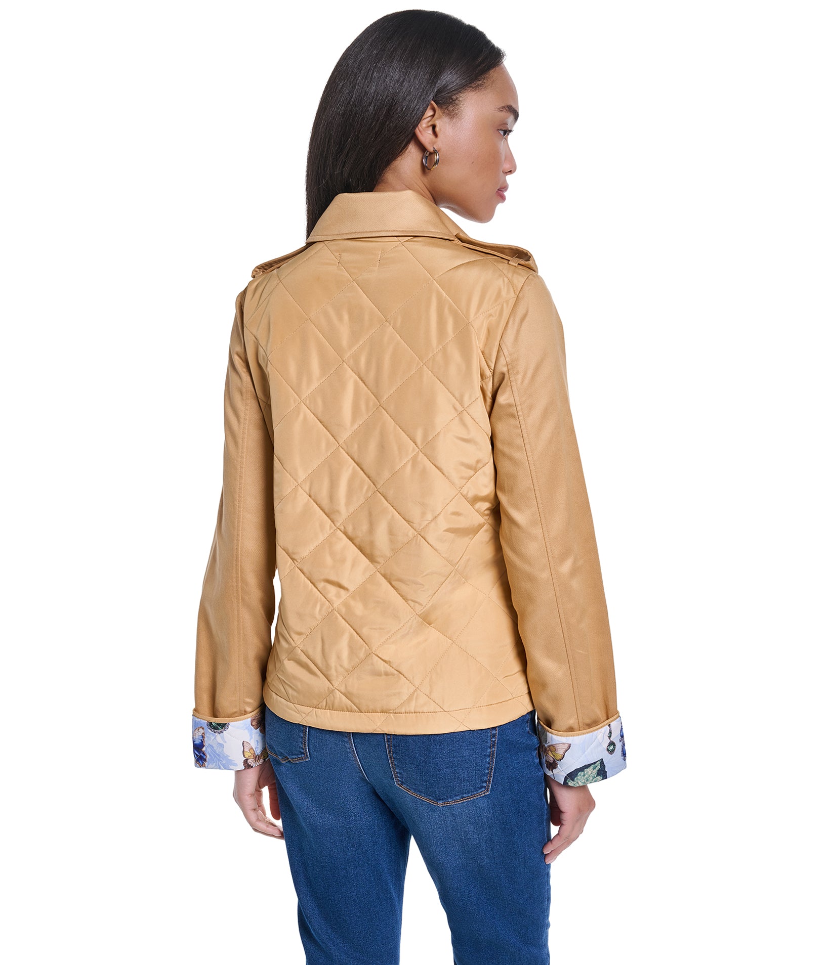 QUILTED OUTERWEAR WITH PRINTED INTERIOR VIEW 4