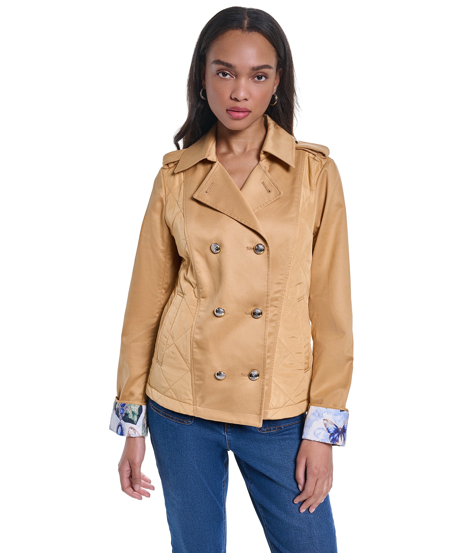 QUILTED OUTERWEAR WITH PRINTED INTERIOR VIEW 3