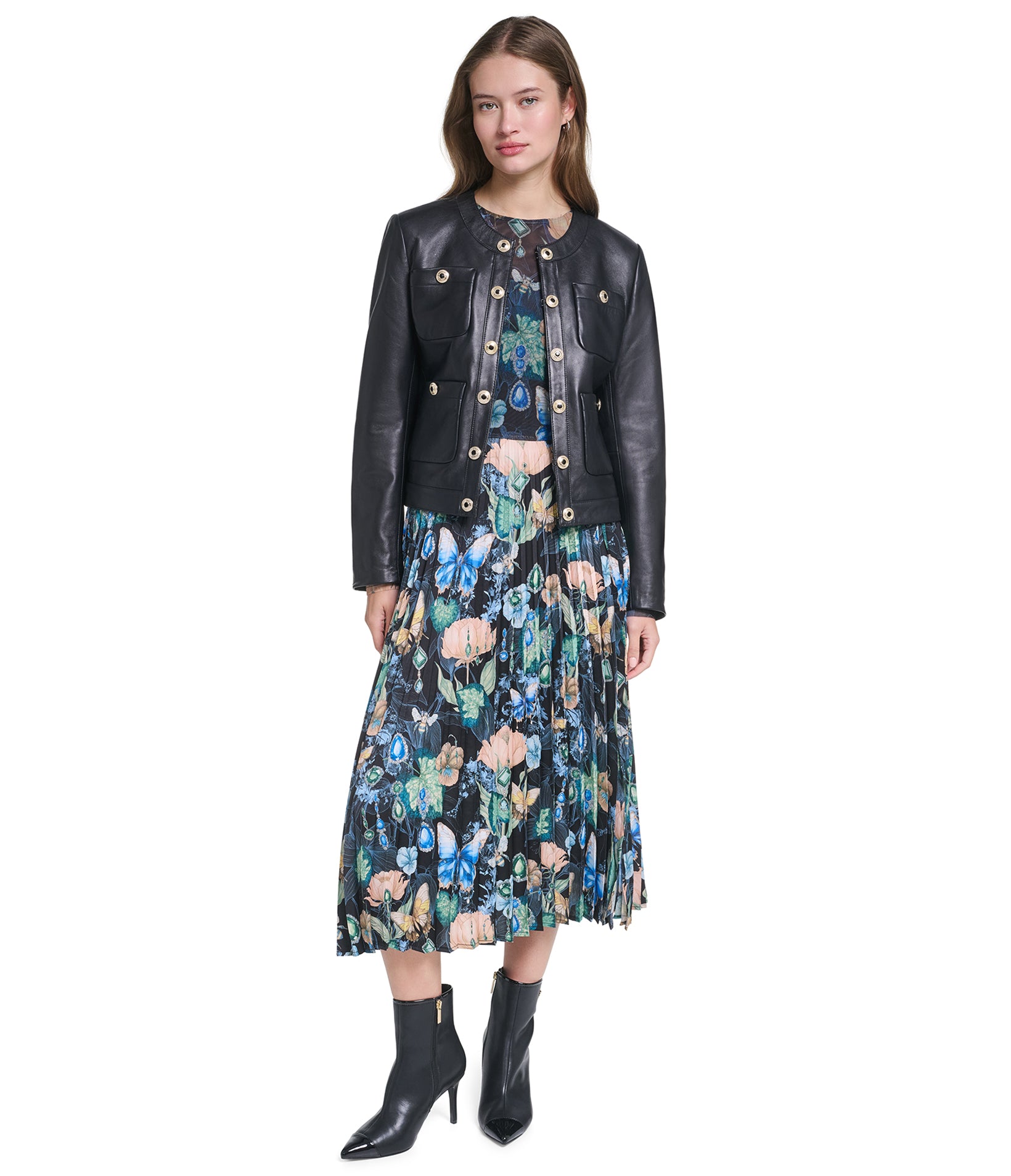 COLLARLESS LEATHER JACKET VIEW 6 | New Arrivals