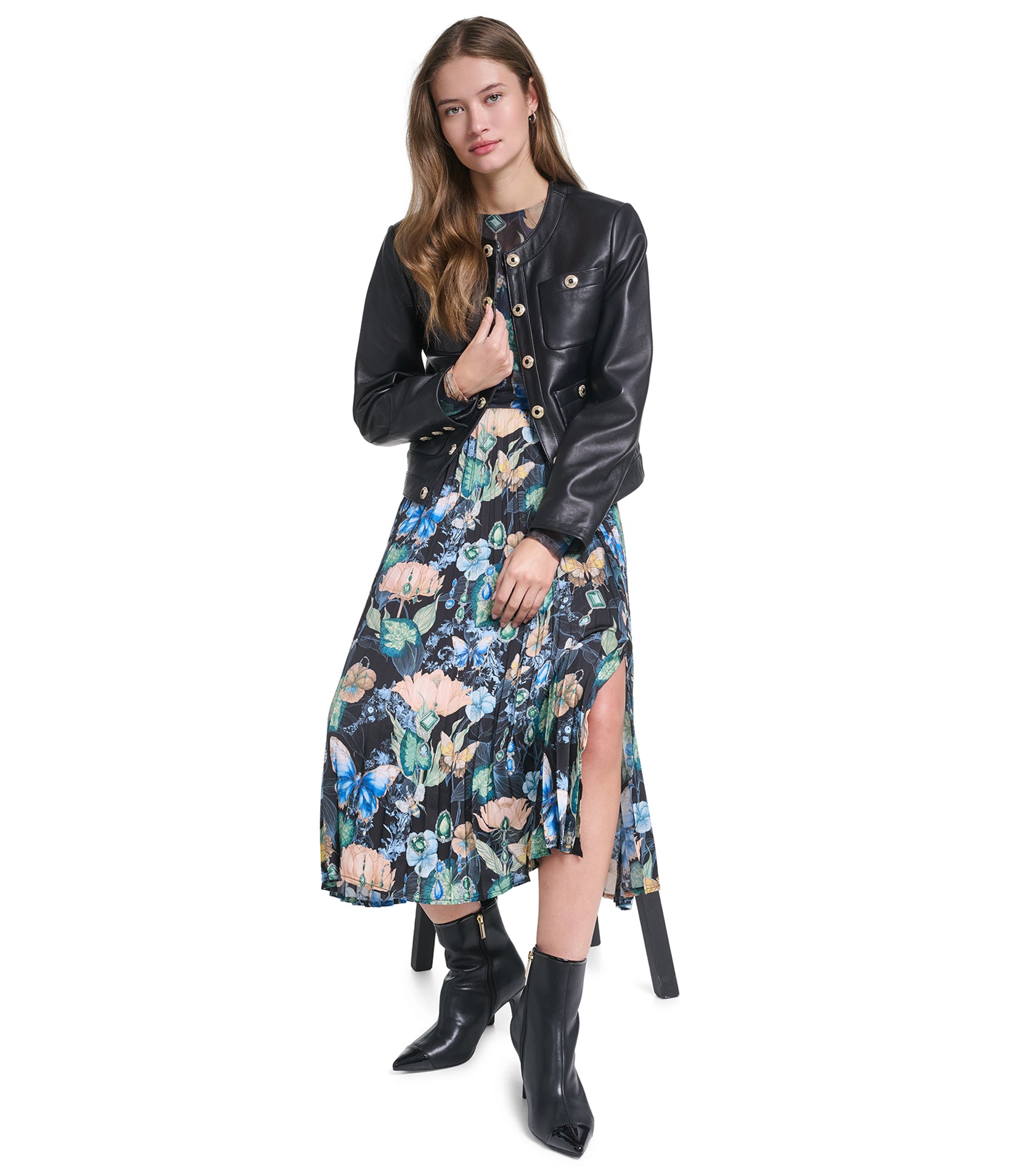 COLLARLESS LEATHER JACKET VIEW 7 | New Arrivals
