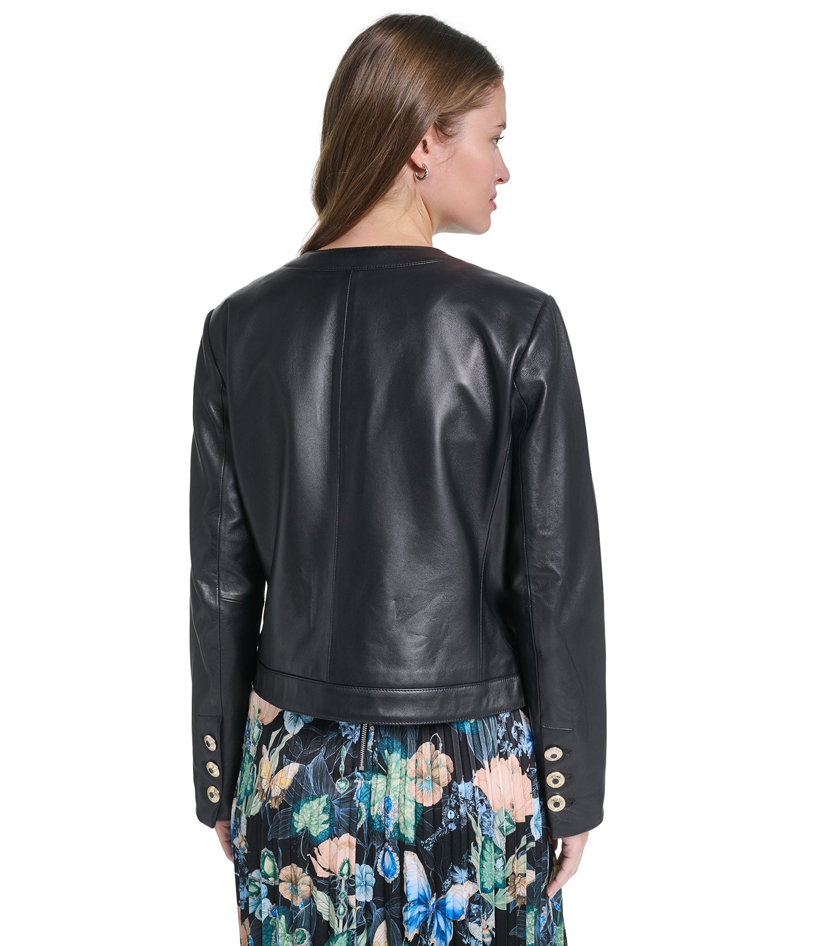 COLLARLESS LEATHER JACKET VIEW 3 | New Arrivals