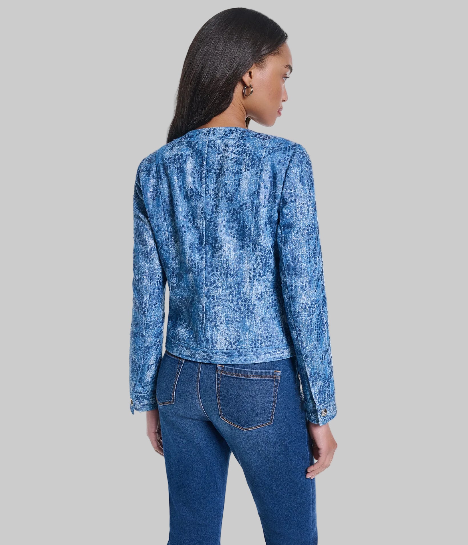 CO-ORD SEQUIN COLLARLESS DENIM JACKET View 2 | New Women's Clothing