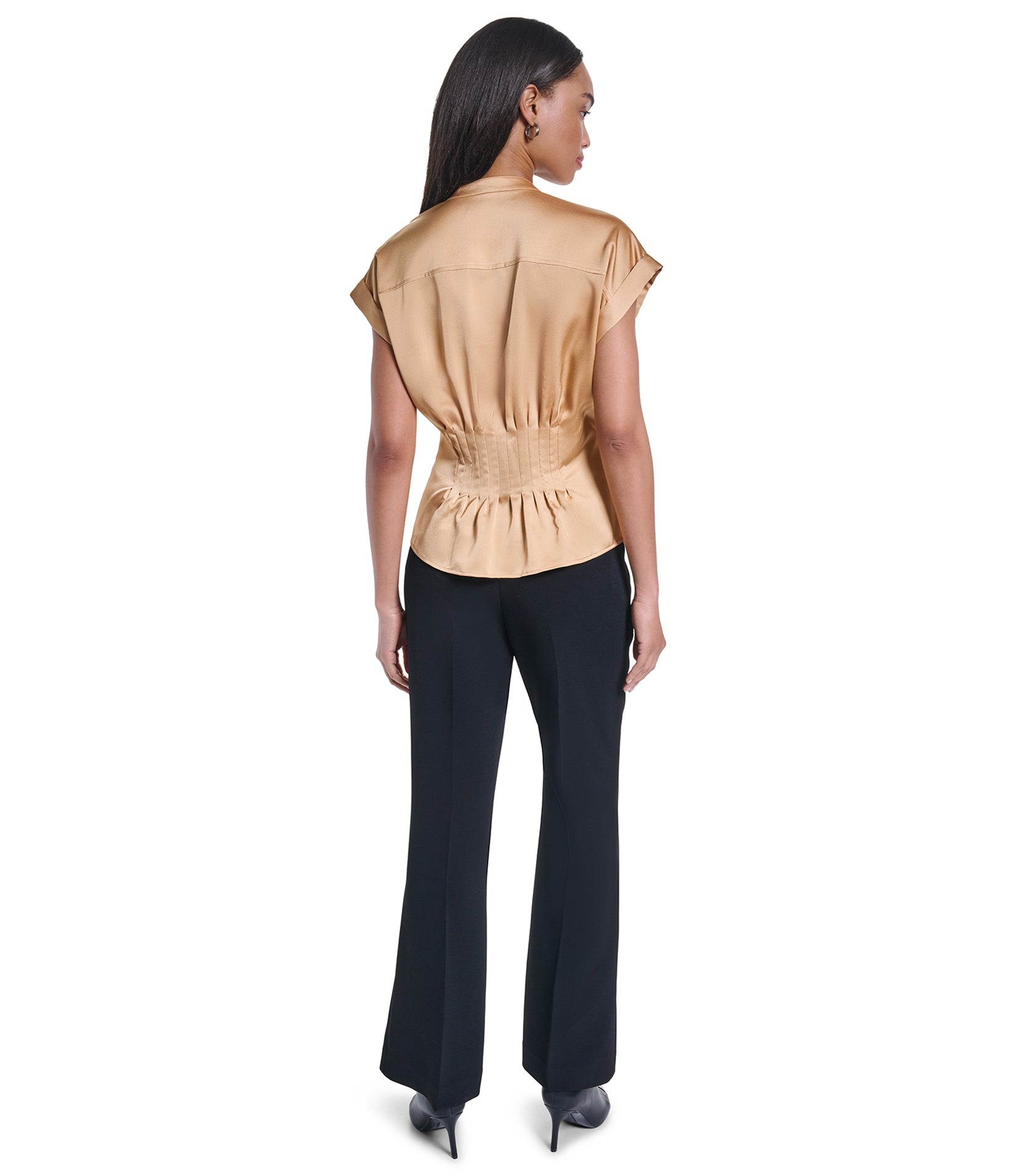 SHORT SLEEVE PLEATED BUTTON DOWN VIEW 4
