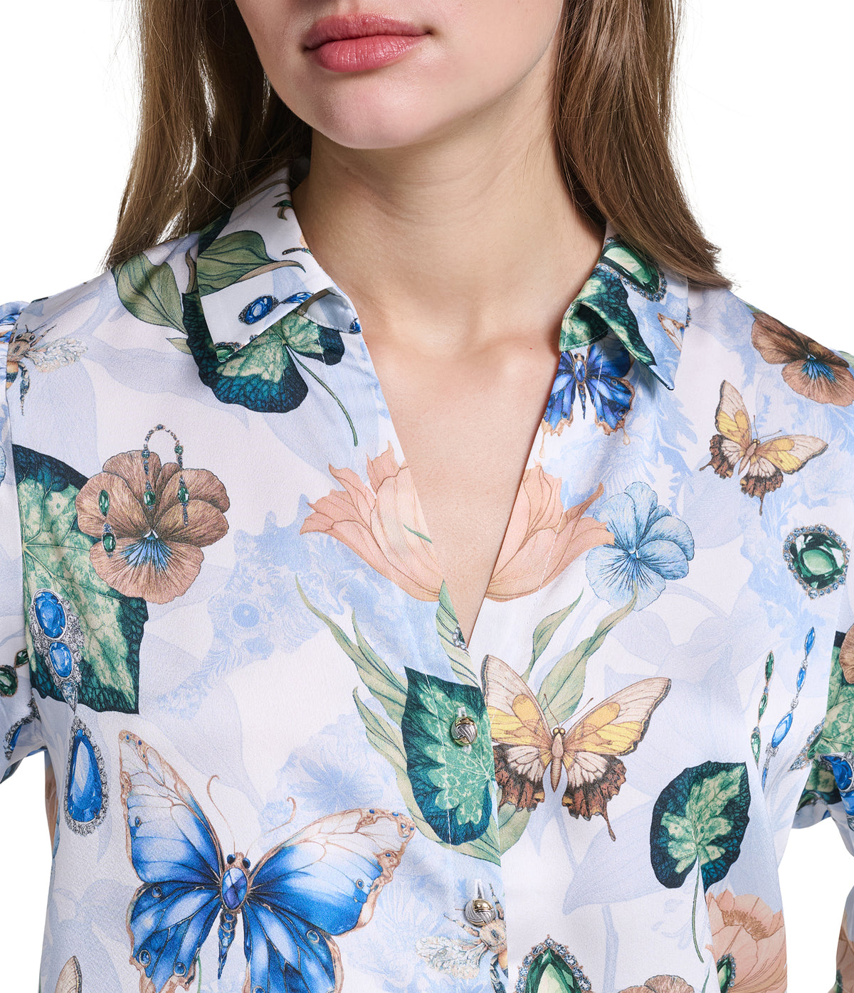 SHORT SLEEVE MULTI FLORAL WOVEN TOP VIEW 7