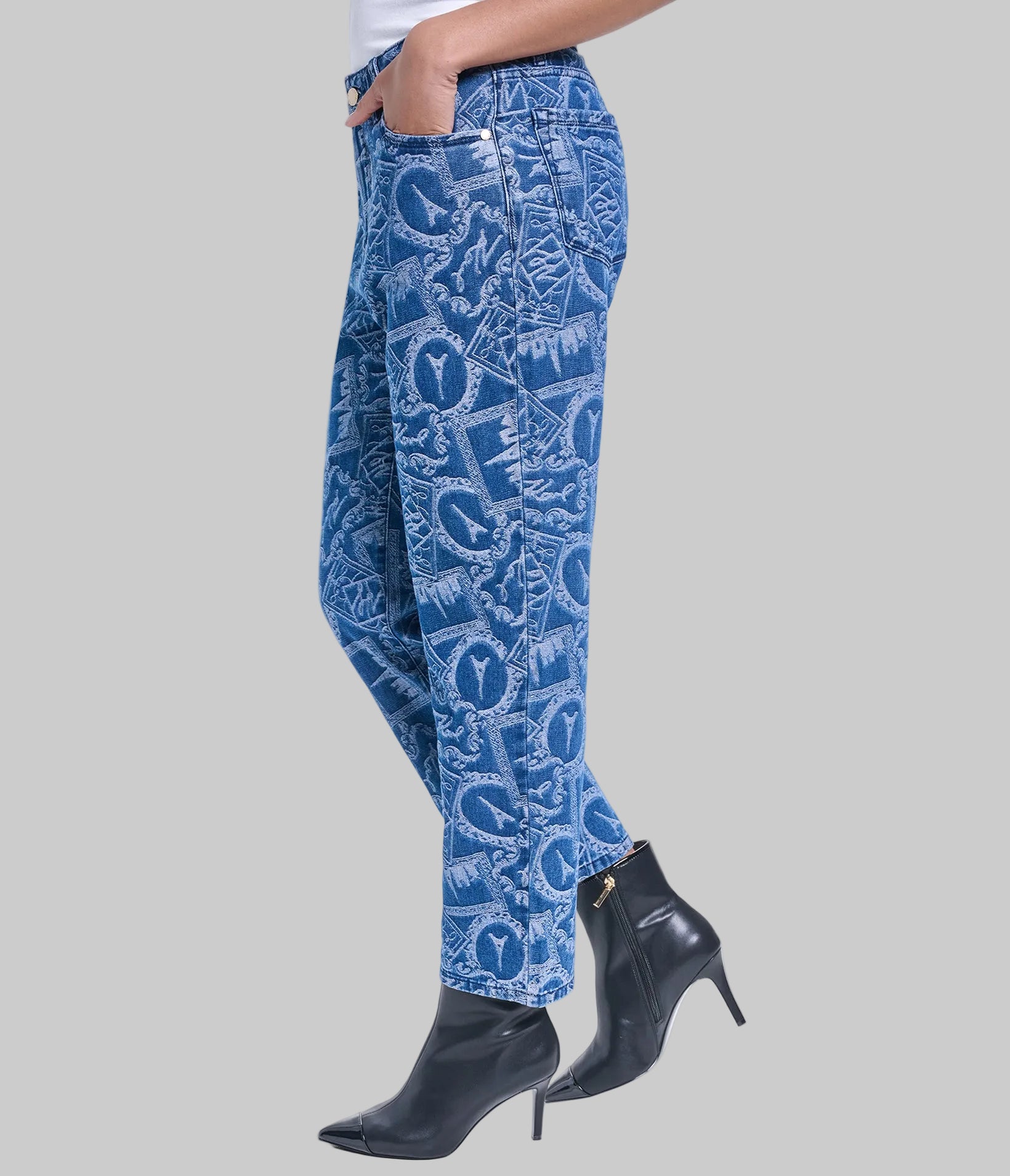 CO-ORD FRAME JACQUARD DENIM PANT VIEW 3 | Women's Clothing