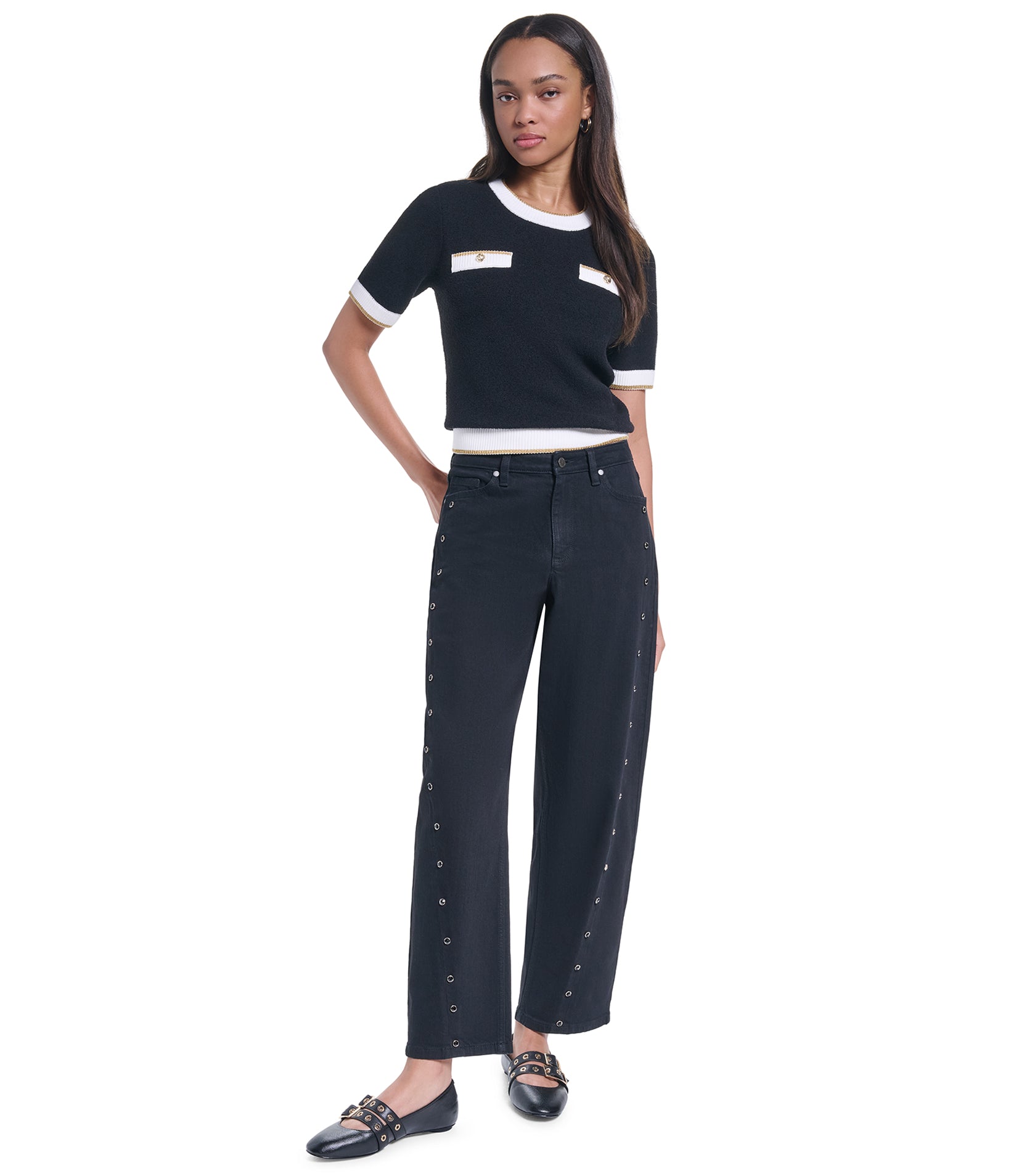 SIDE CRYSTAL STRAIGHT DENIM PANT VIEW 6