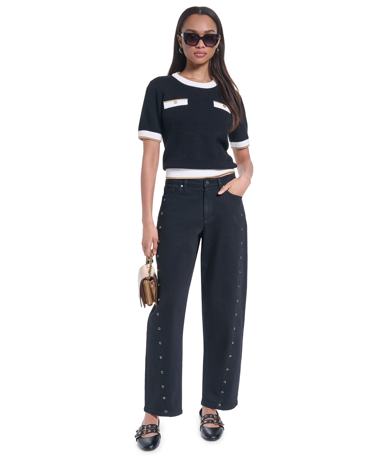 SIDE CRYSTAL STRAIGHT DENIM PANT VIEW 5