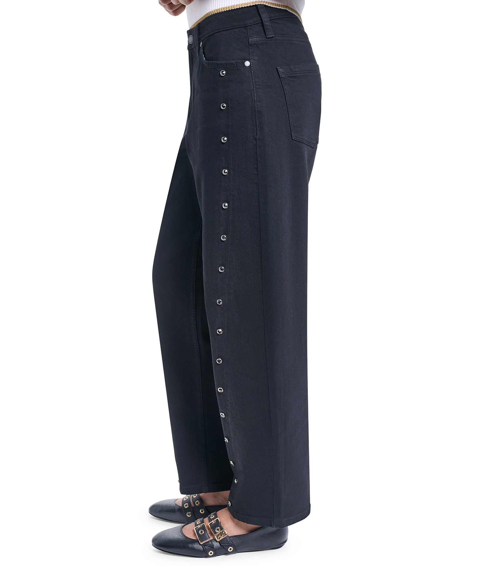 SIDE CRYSTAL STRAIGHT DENIM PANT VIEW 4