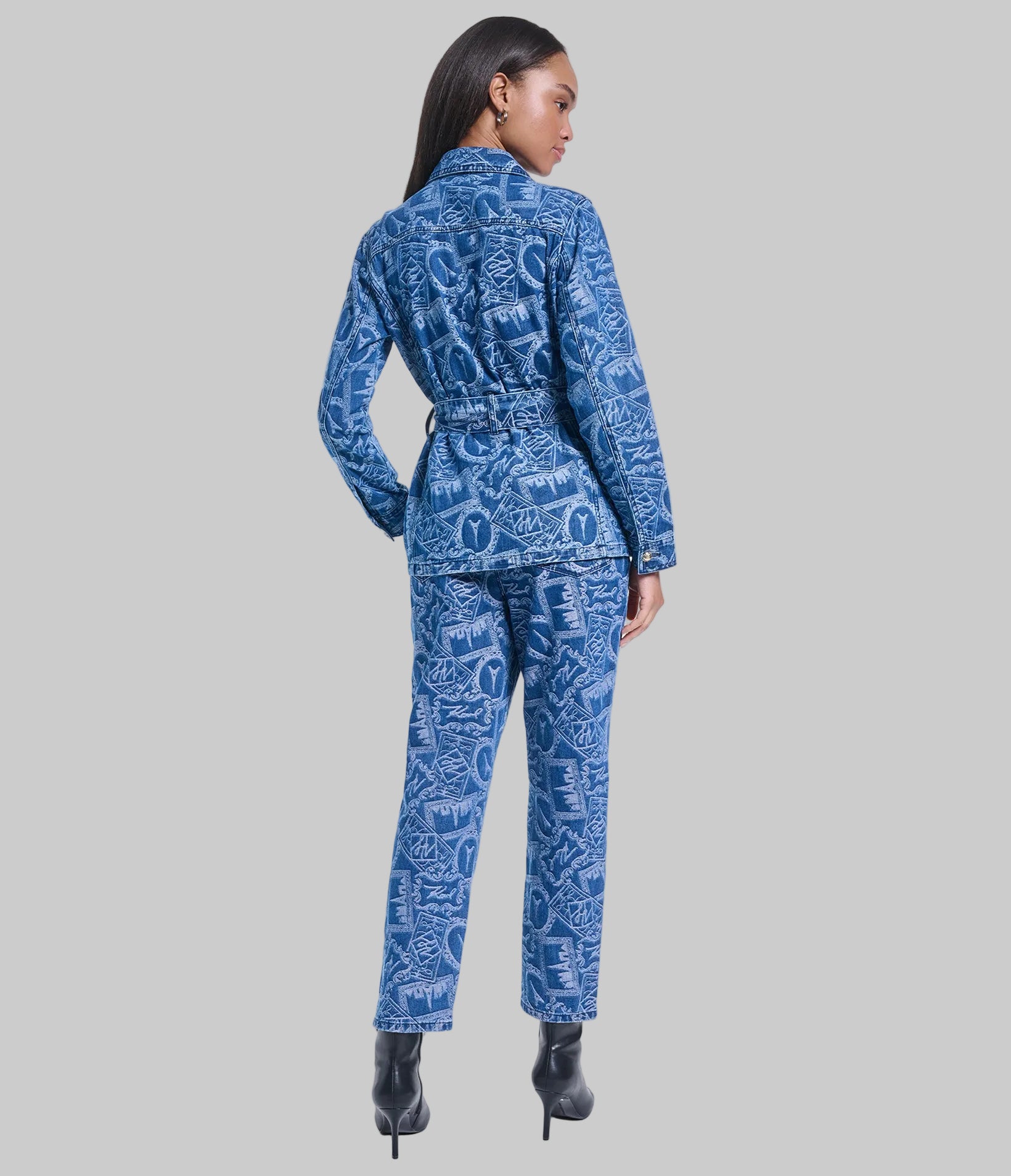 CO-ORD JACQUARD BELTED DENIM JACKET VIEW 6 | Women's Clothing