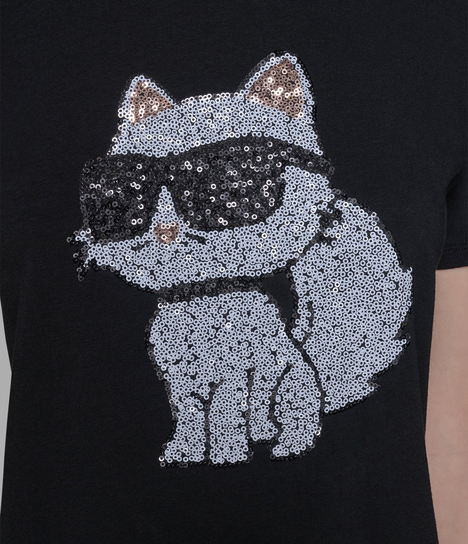 Choupette Sequin Logo Tee | Tees & Tanks | Karl Lagerfeld Paris
